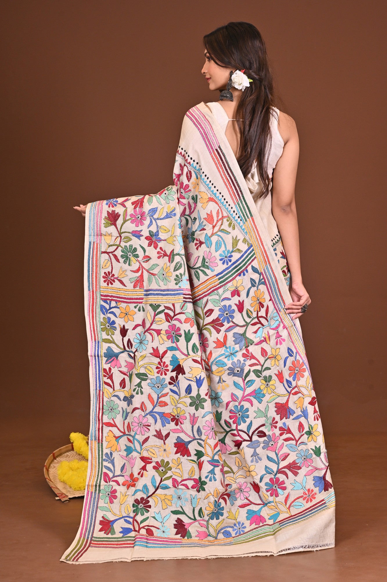 AGNIKANYA Pure Silk Kantha Stitch Saree Brige Thumbnail