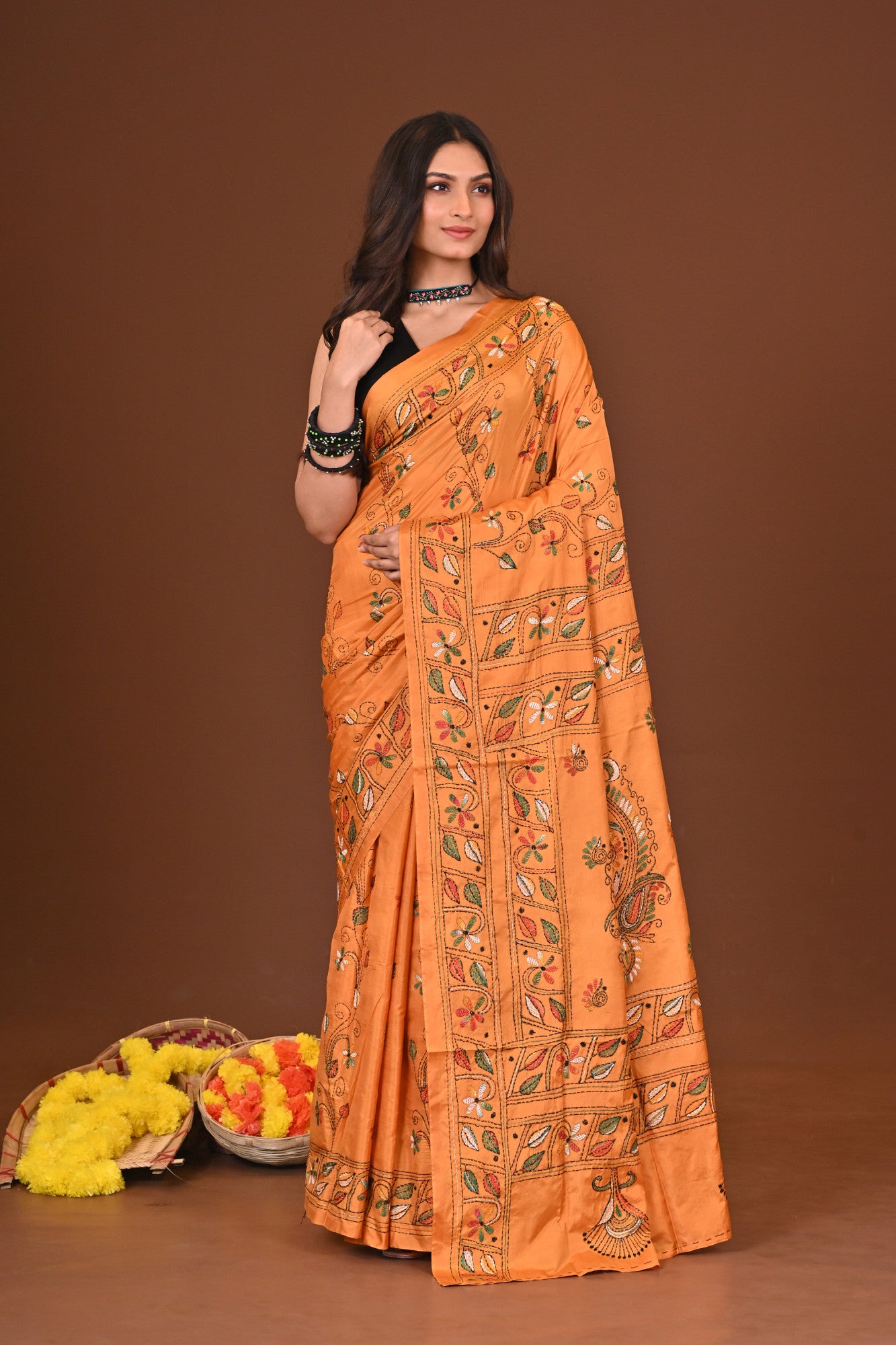 AMRAPALI BLENDED SILK KANTHA SAREE Thumbnail