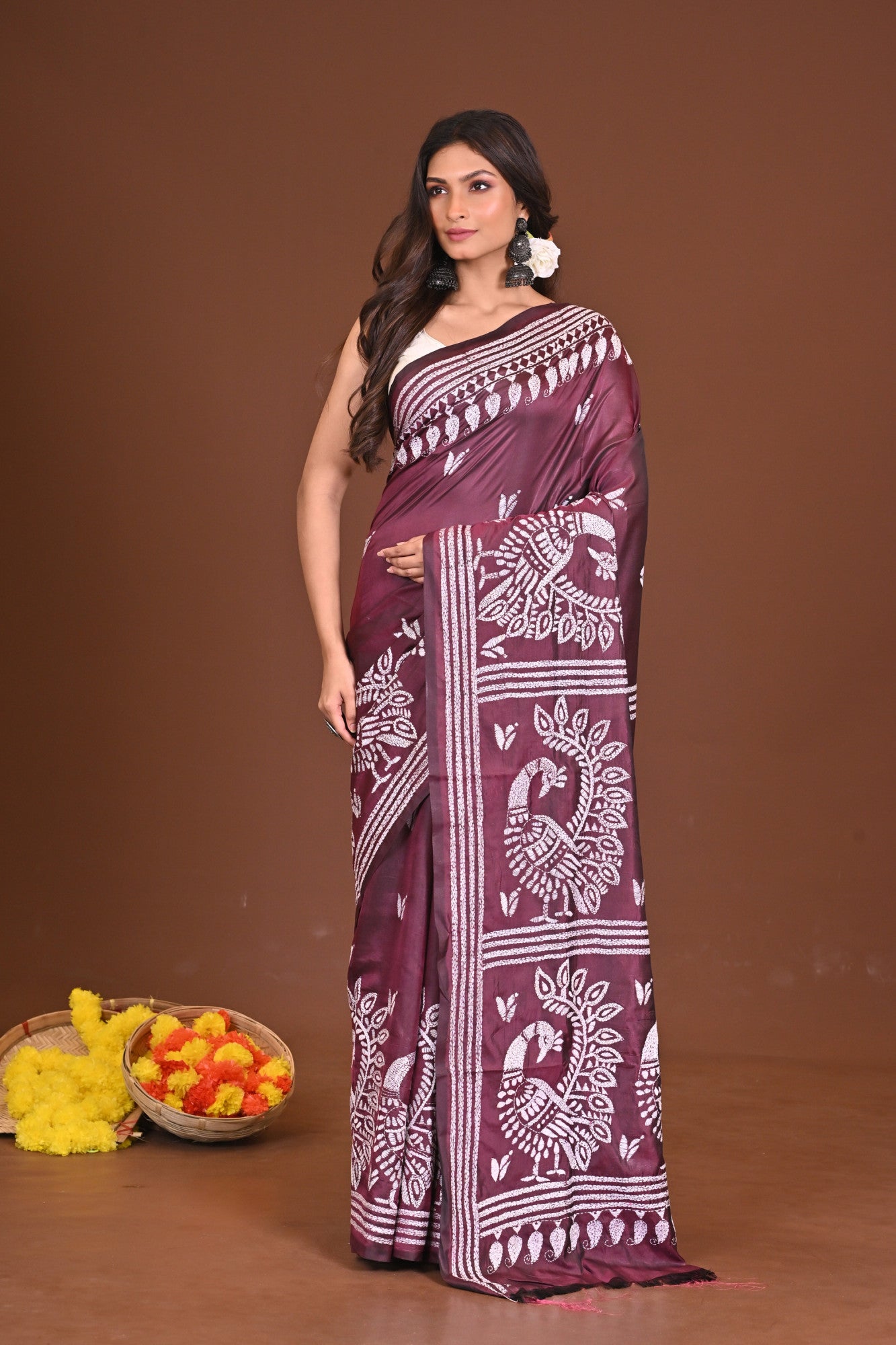 AMRITAAMBAR BLENDED SILK KANTHA SAREE Thumbnail