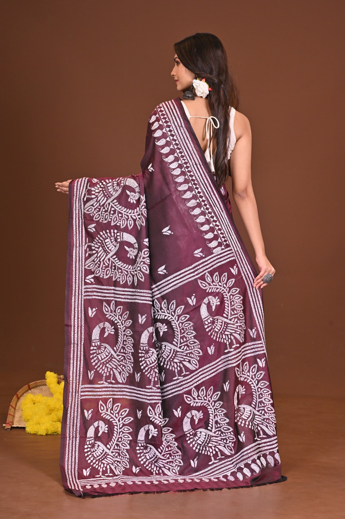 AMRITAAMBAR BLENDED SILK KANTHA SAREE Thumbnail