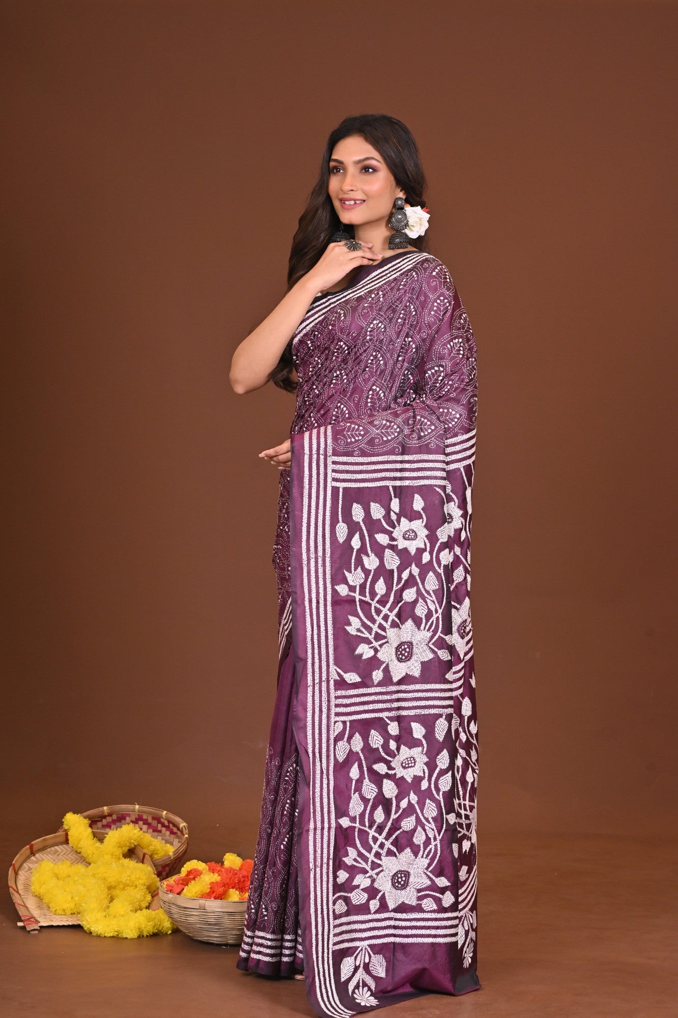 ARUNIMA BLENDED SILK KANTHA SAREE Thumbnail