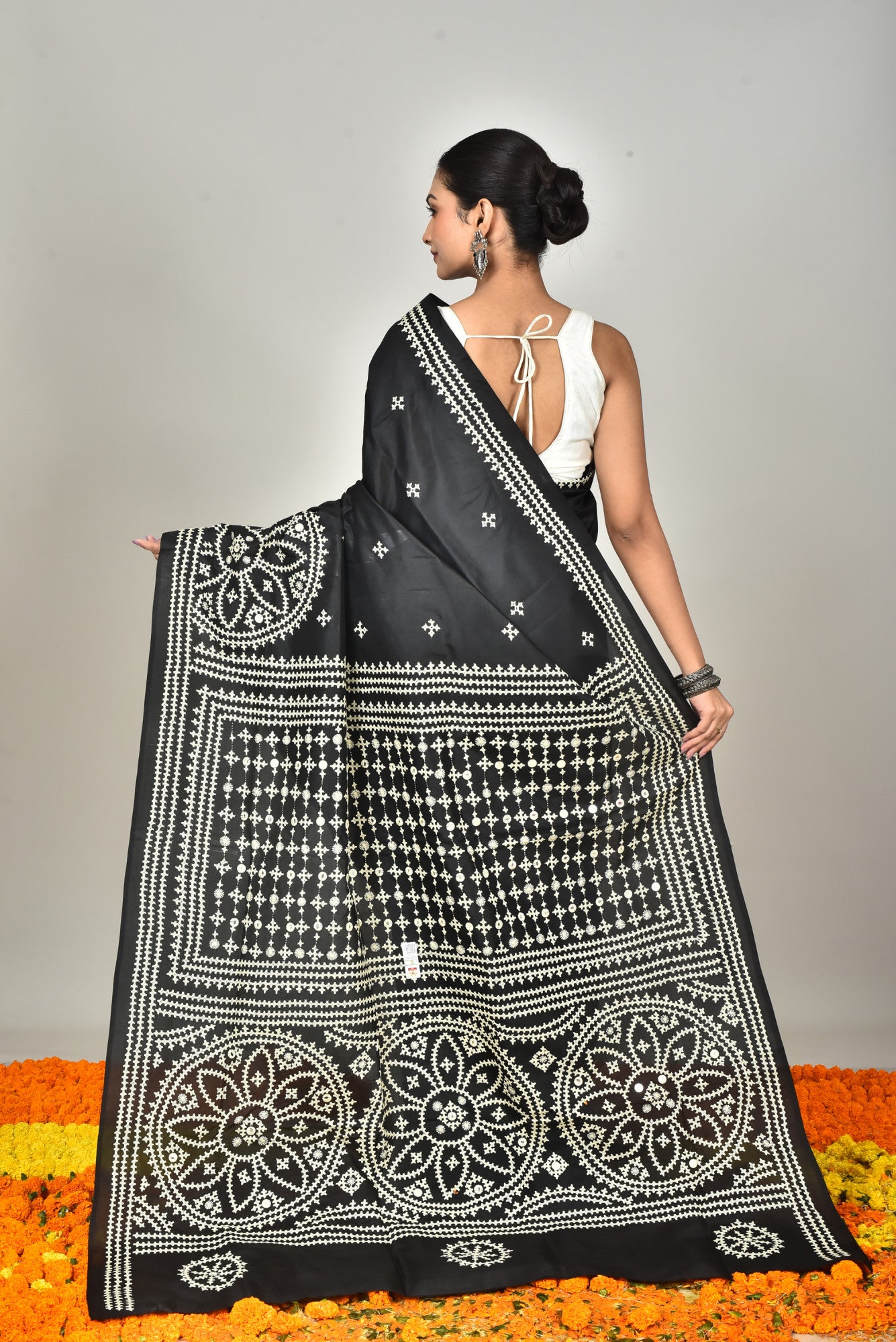 BANGALORE SILK BATIK KANTHA SAREE Thumbnail