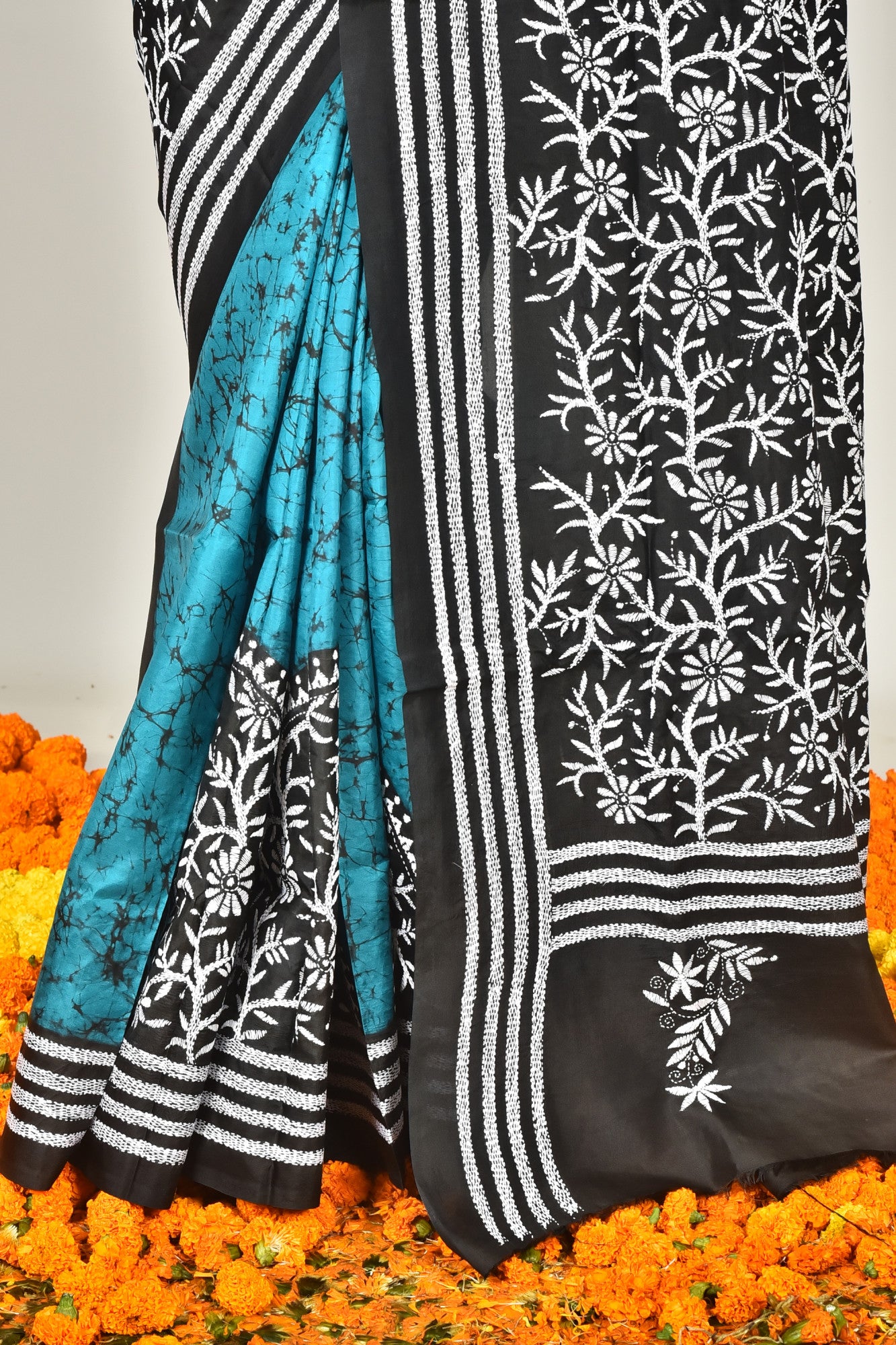 BANGALORE SILK BATIK KANTHA SAREE Thumbnail