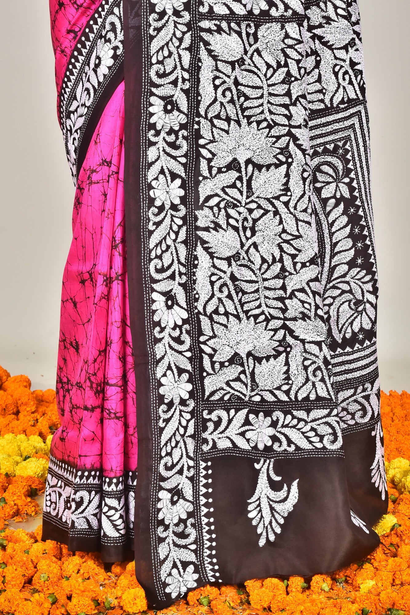 BANGALORE SILK BATIK KANTHA SAREE Thumbnail