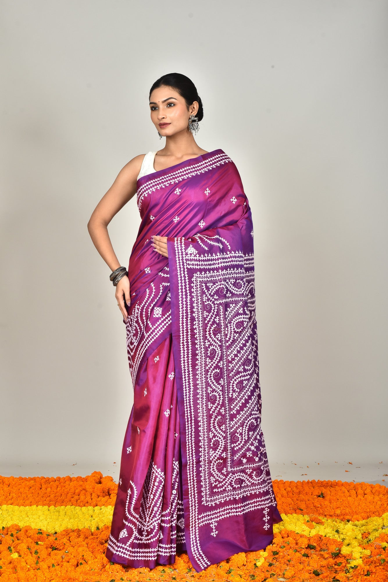 BANGALORE SILK GUJRATI STITCH SAREE