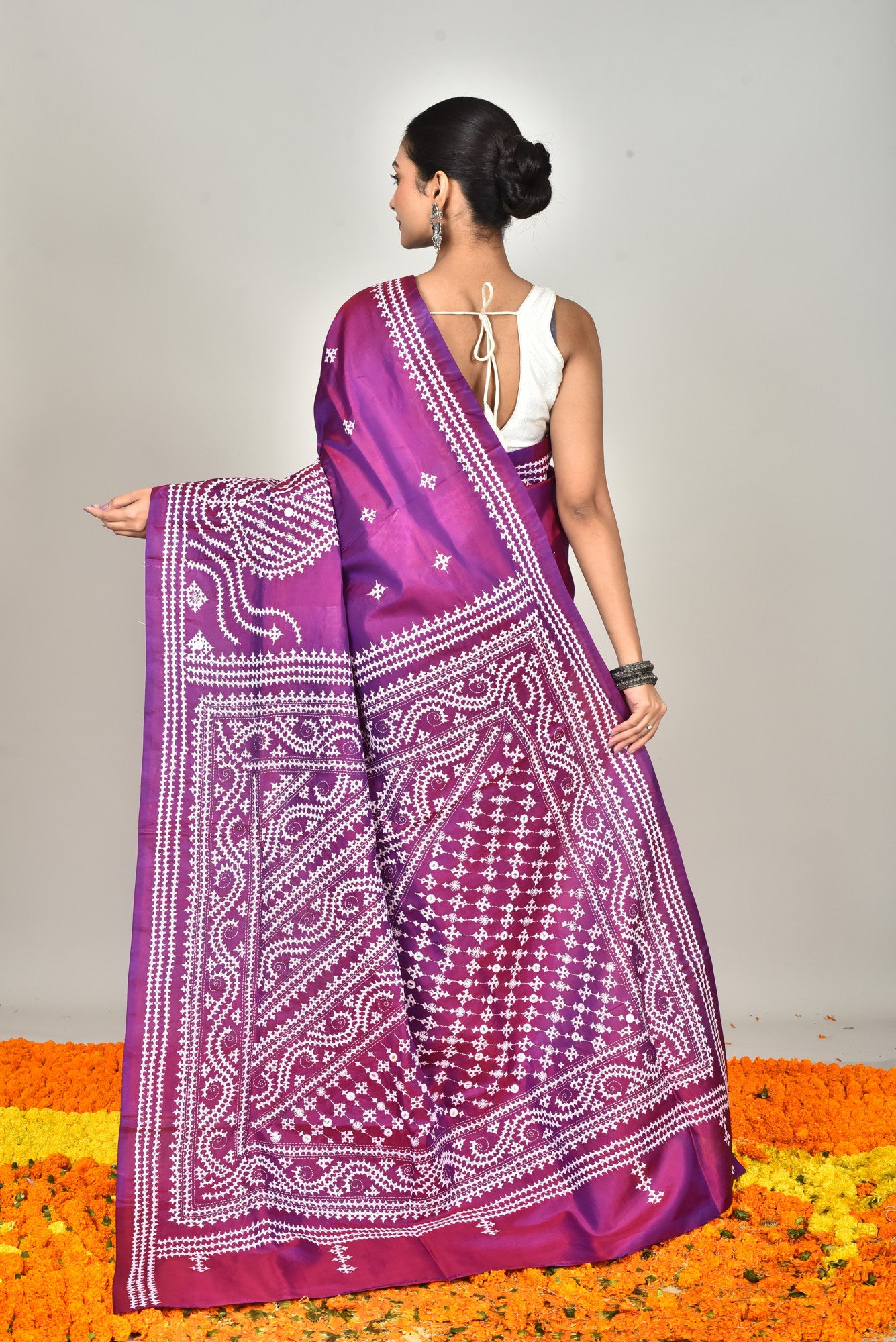 BANGALORE SILK GUJRATI STITCH SAREE Thumbnail