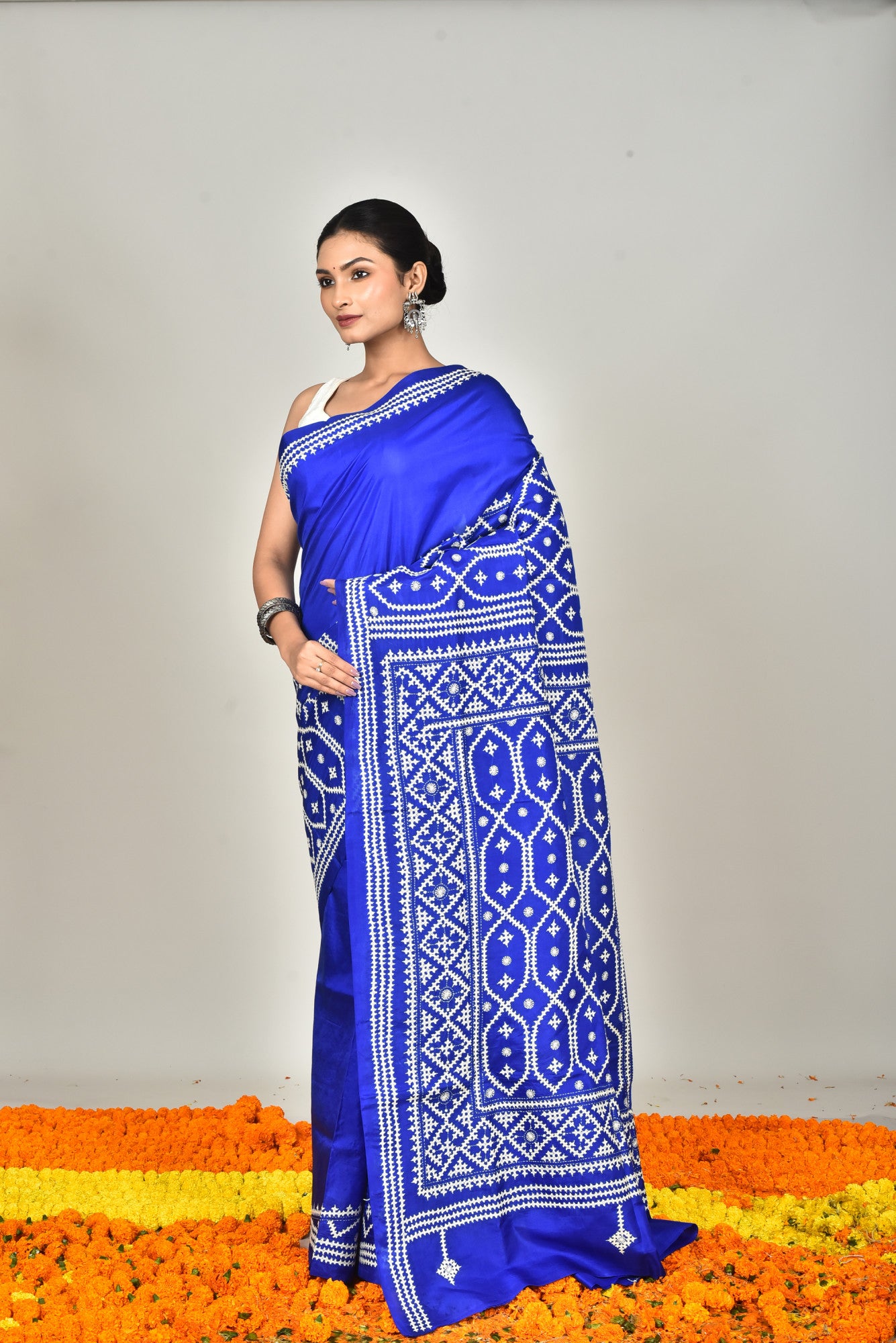 BANGALORE SILK GUJRATI STITCH SAREE Thumbnail