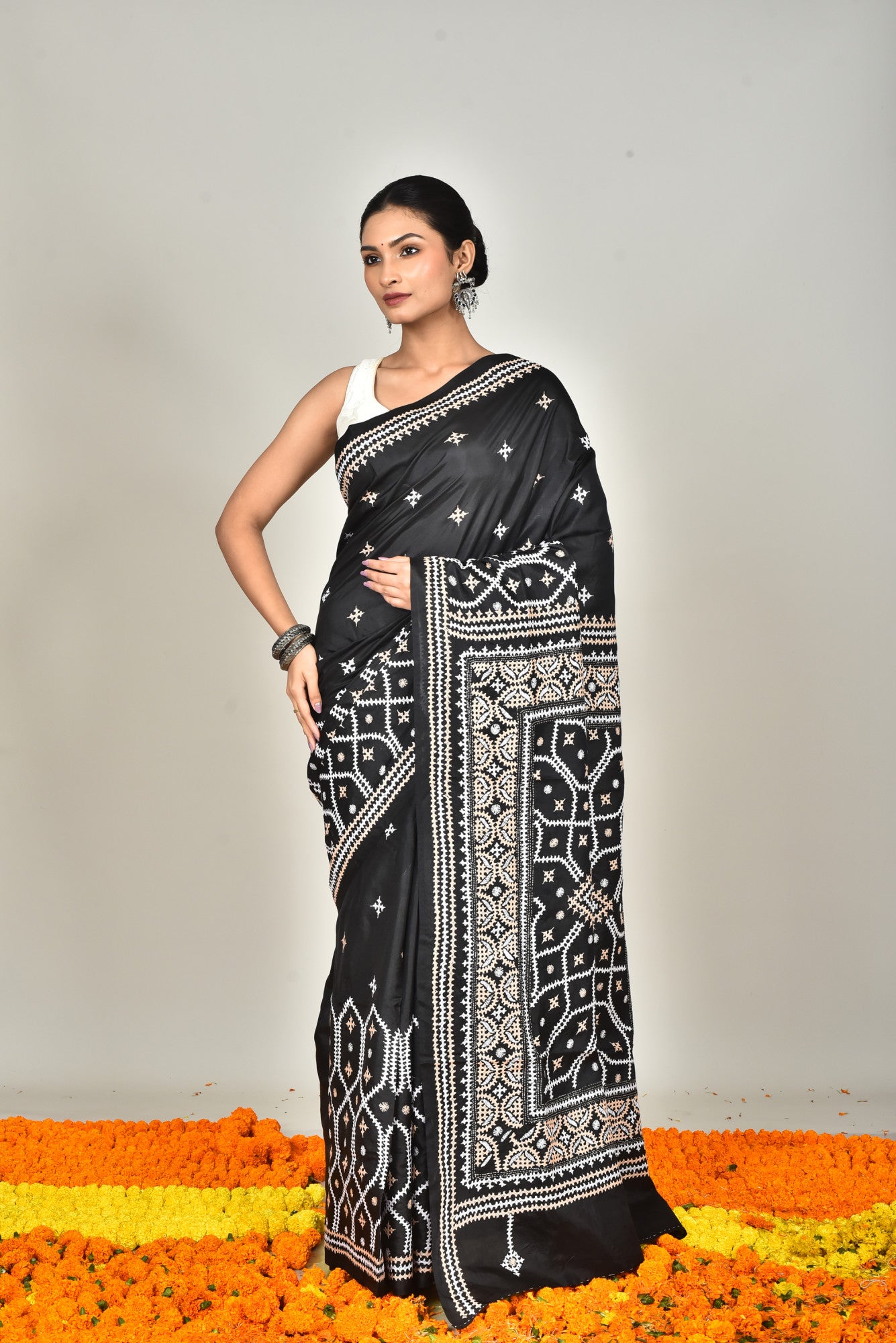 BANGALORE SILK GUJRATI STITCH SAREE