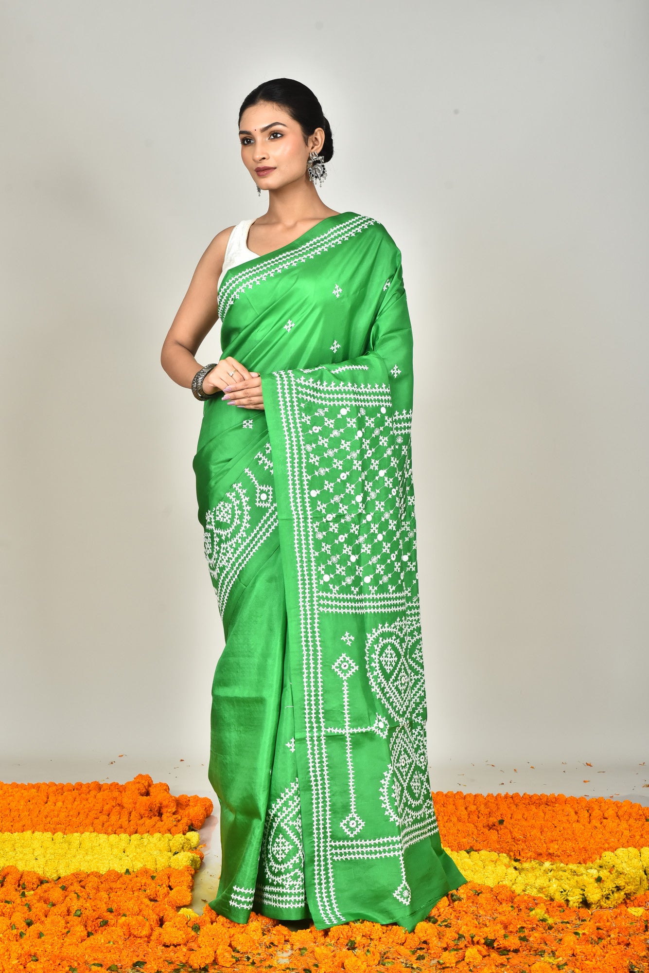 BANGALORE SILK GUJRATI STITCH SAREE Thumbnail
