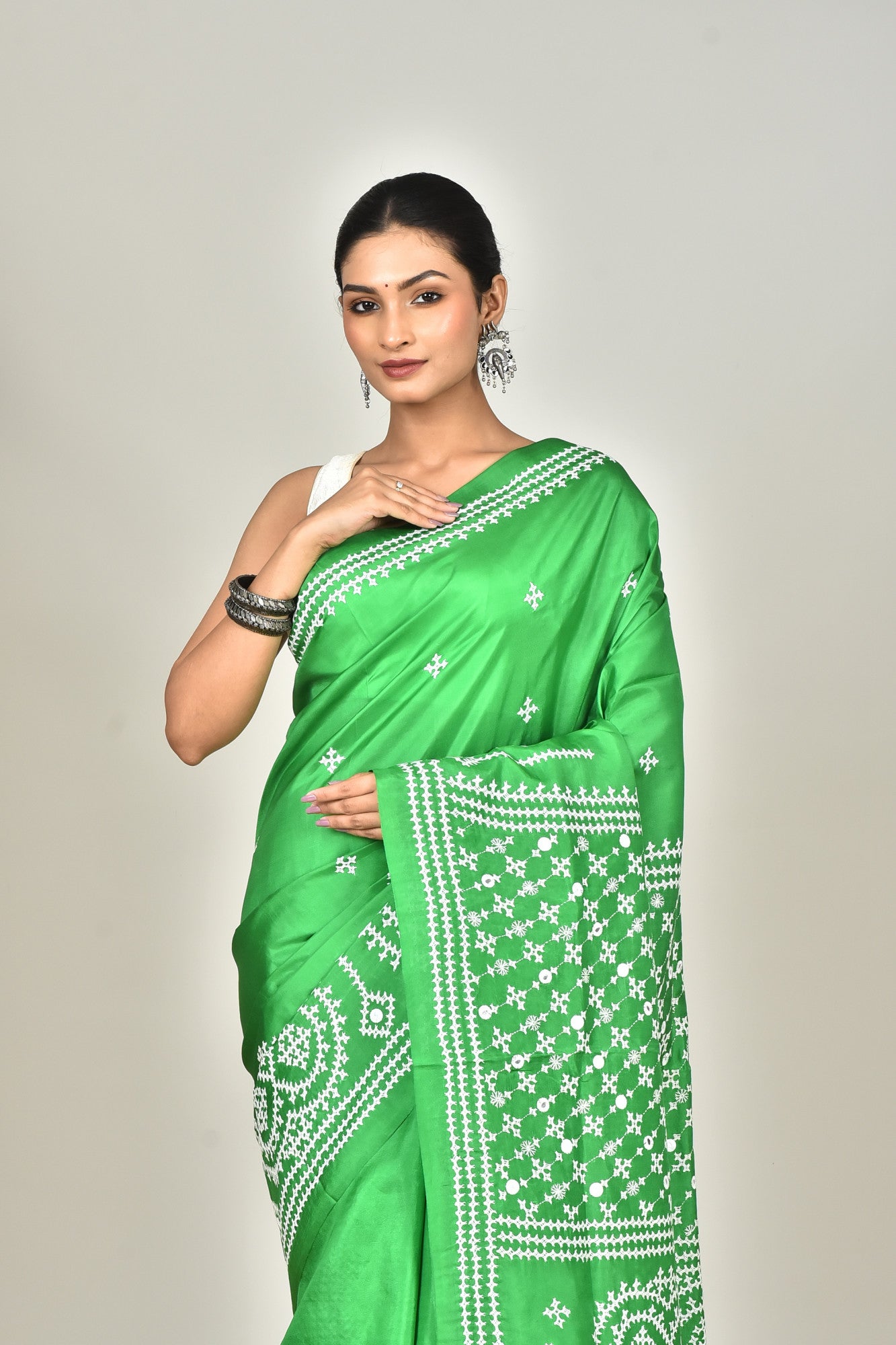 BANGALORE SILK GUJRATI STITCH SAREE Thumbnail