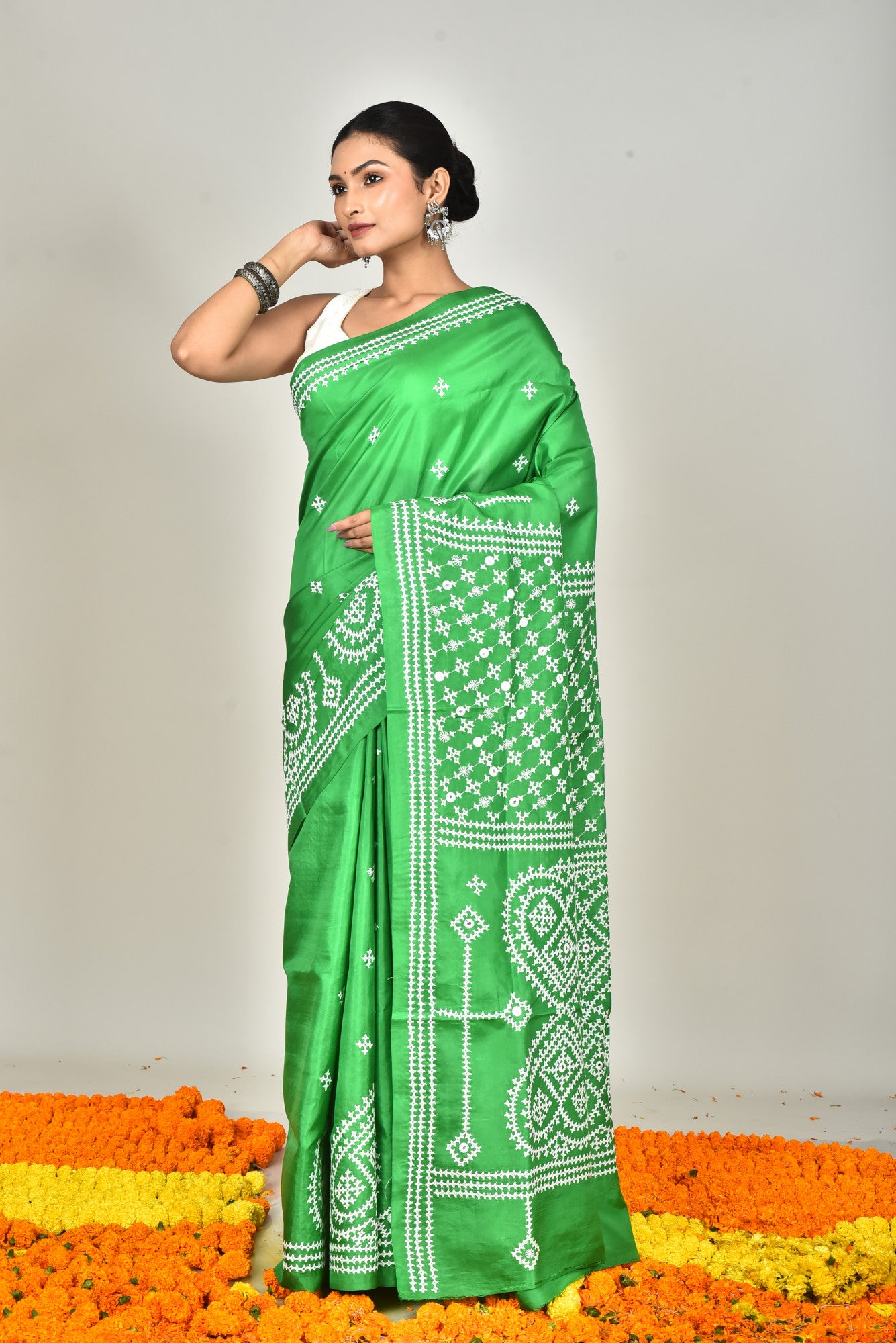 BANGALORE SILK GUJRATI STITCH SAREE Thumbnail