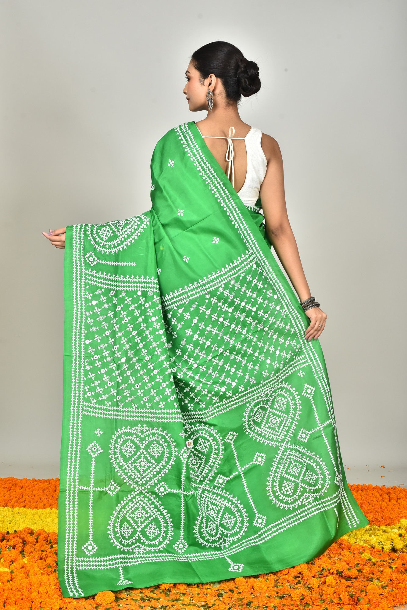 BANGALORE SILK GUJRATI STITCH SAREE Thumbnail