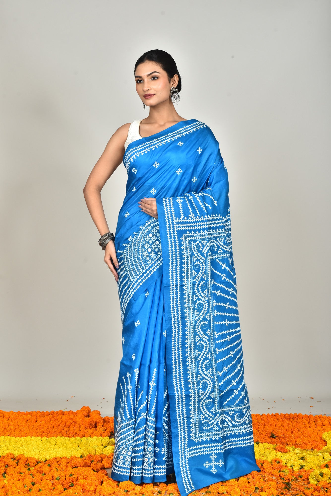 BANGALORE SILK GUJRATI STITCH SAREE Thumbnail