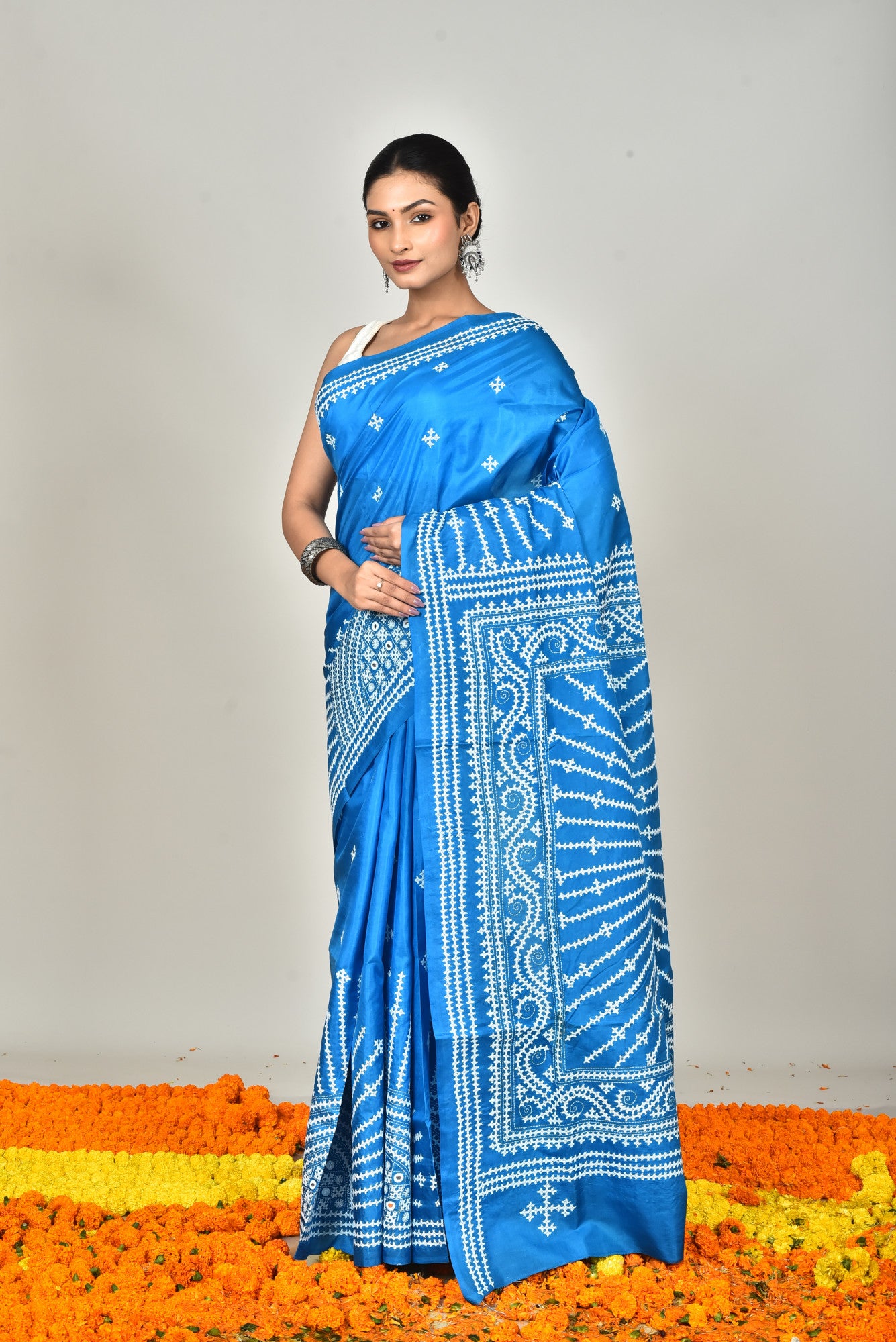 BANGALORE SILK GUJRATI STITCH SAREE Thumbnail