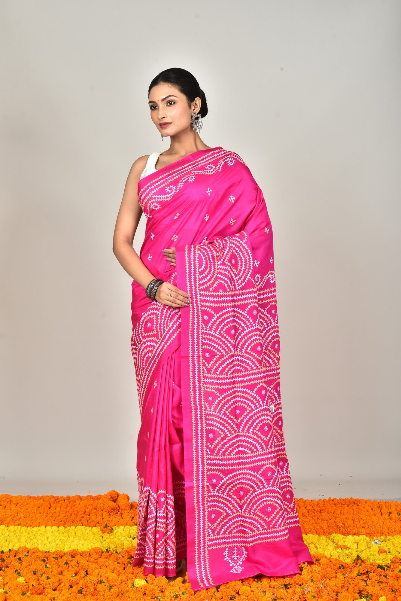 BANGALORE SILK GUJRATI STITCH SAREE Thumbnail