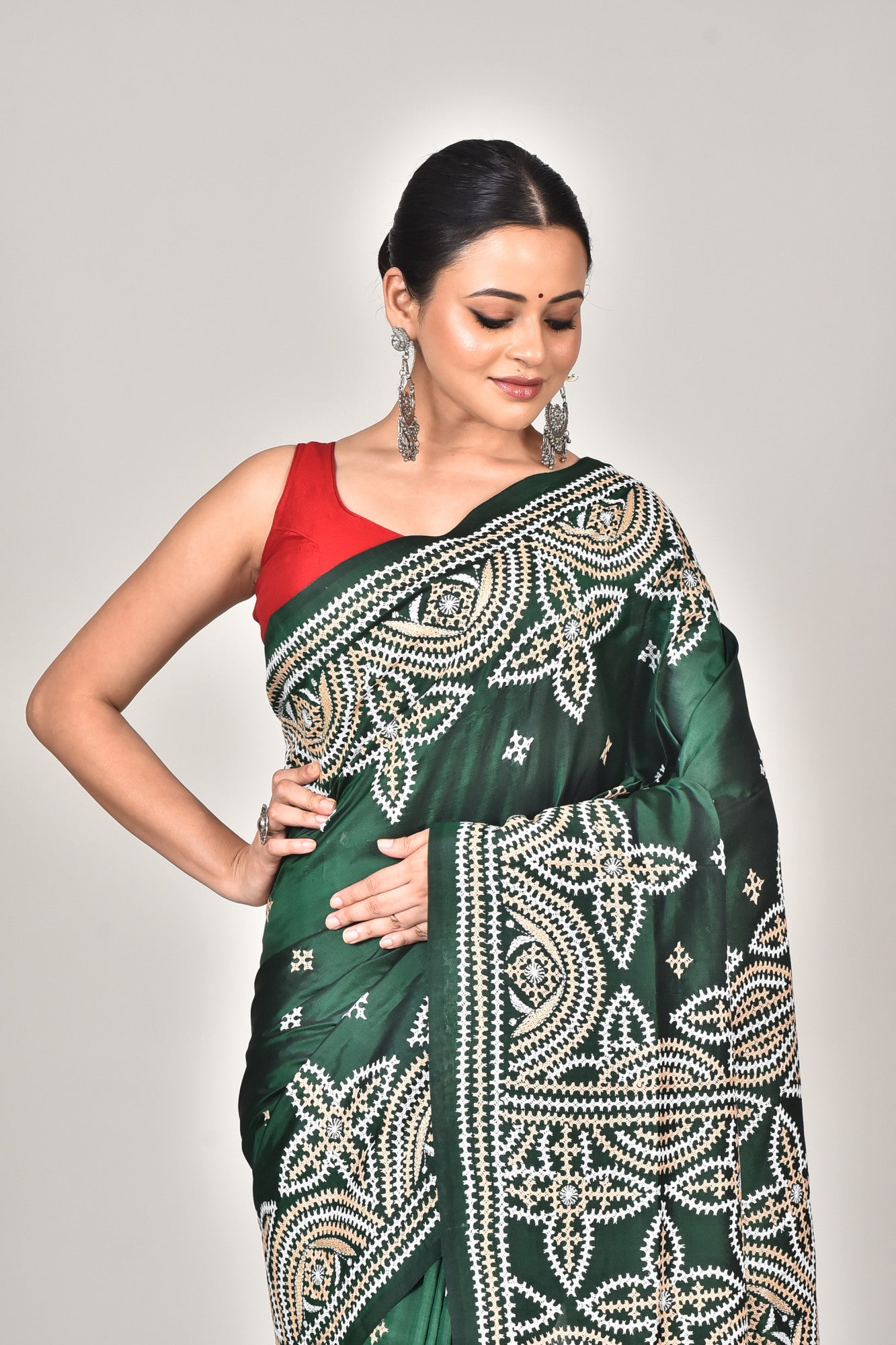 BANGALORE SILK GUJRATI STITCH SAREE Thumbnail