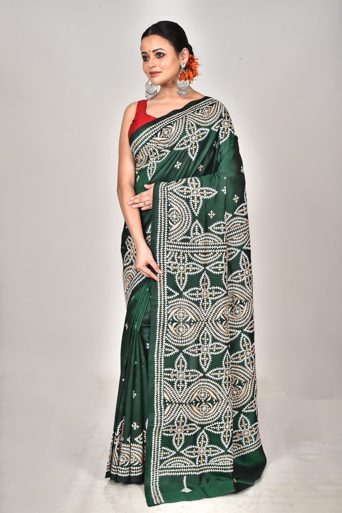 BANGALORE SILK GUJRATI STITCH SAREE Thumbnail