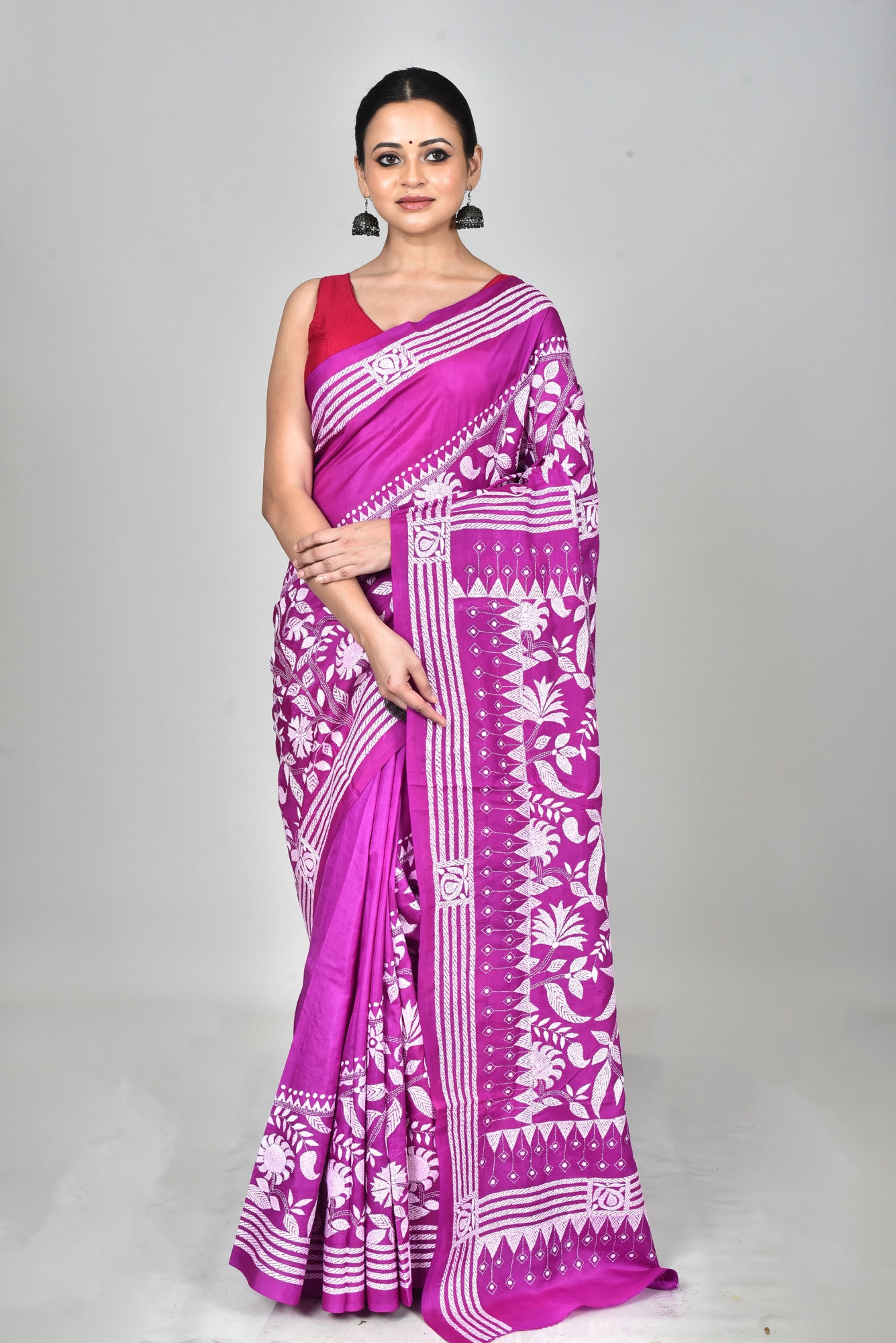 BANGALORE SILK KANTHA SAREE Thumbnail