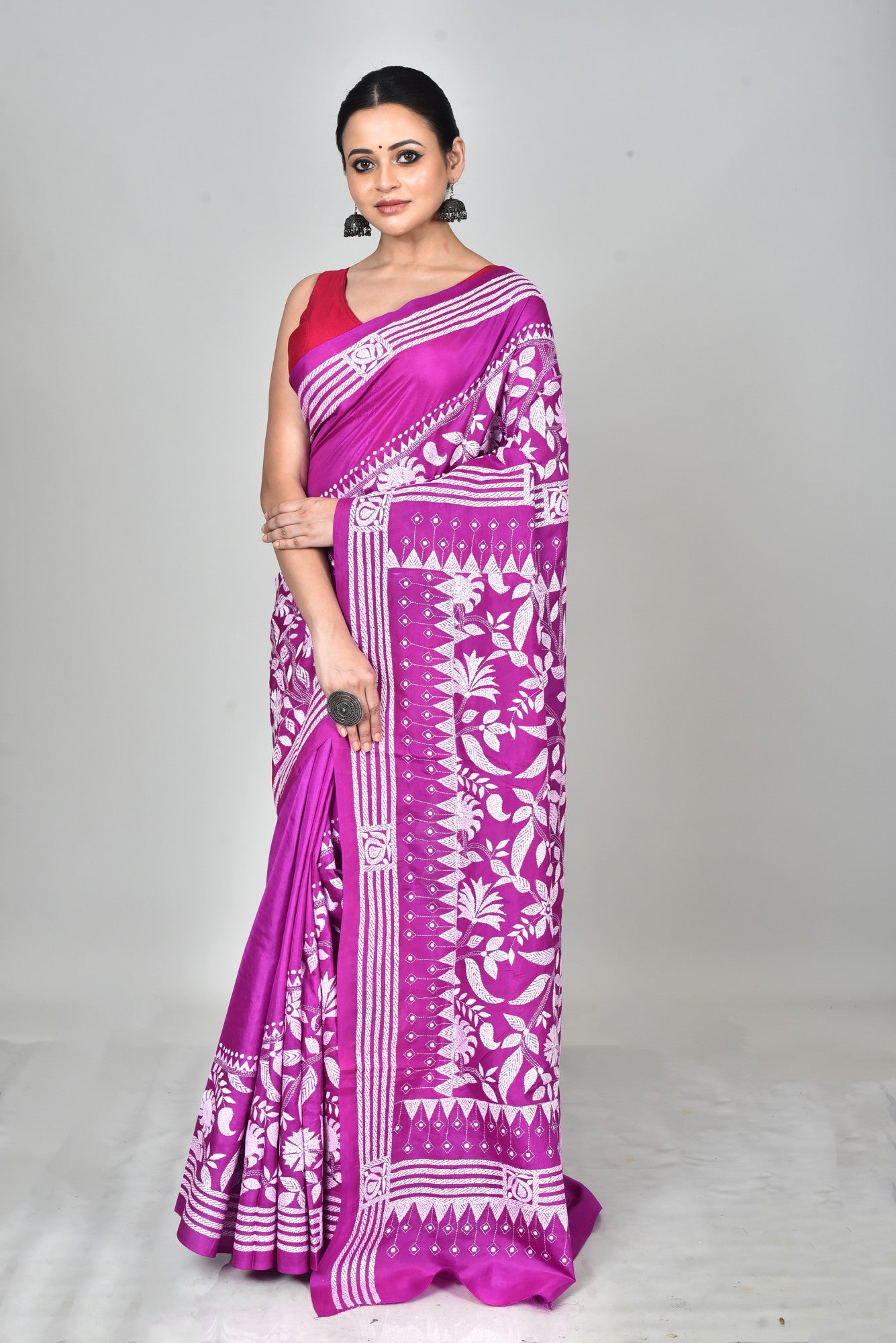 BANGALORE SILK KANTHA SAREE Thumbnail