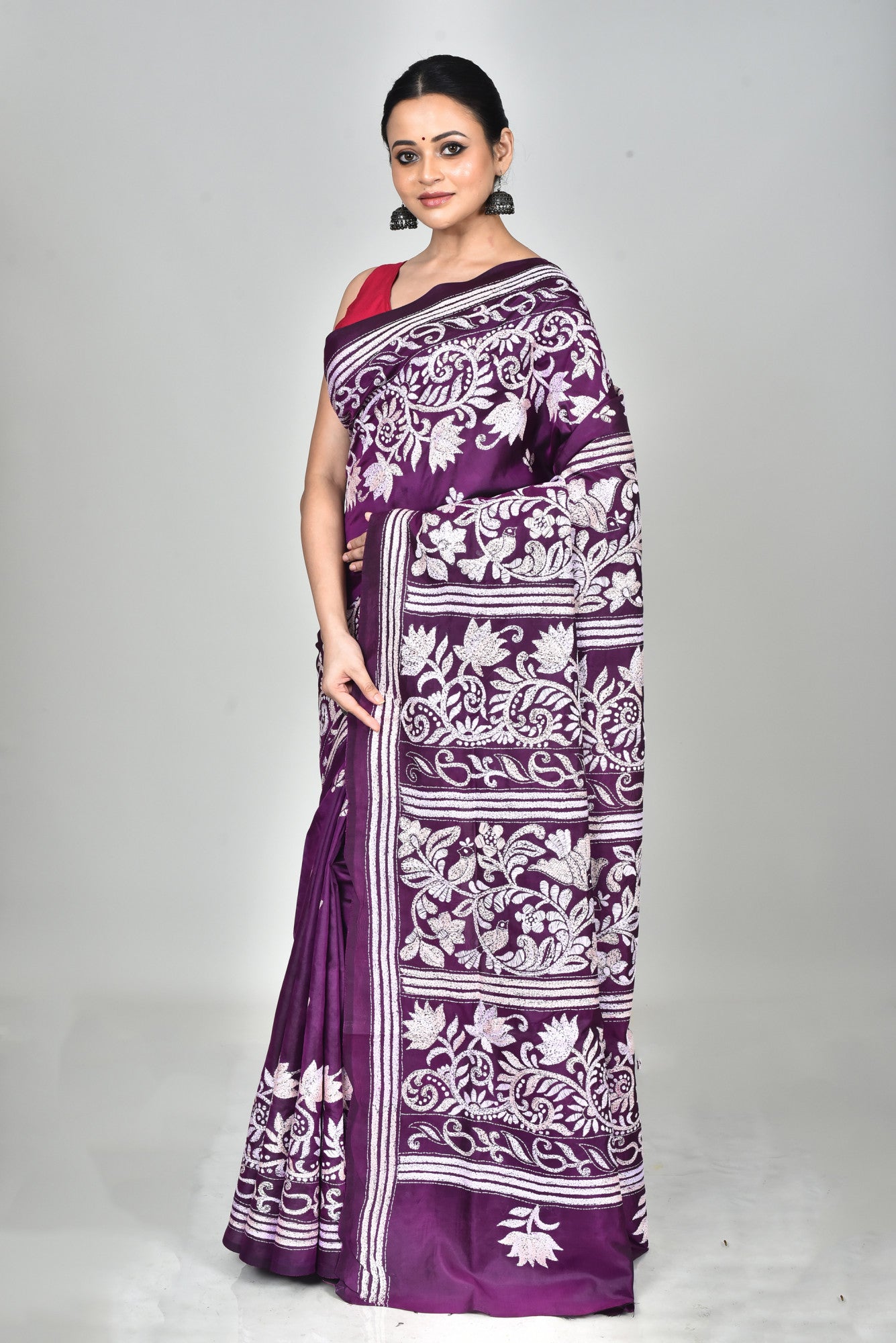 BANGALORE SILK KANTHA SAREE Thumbnail