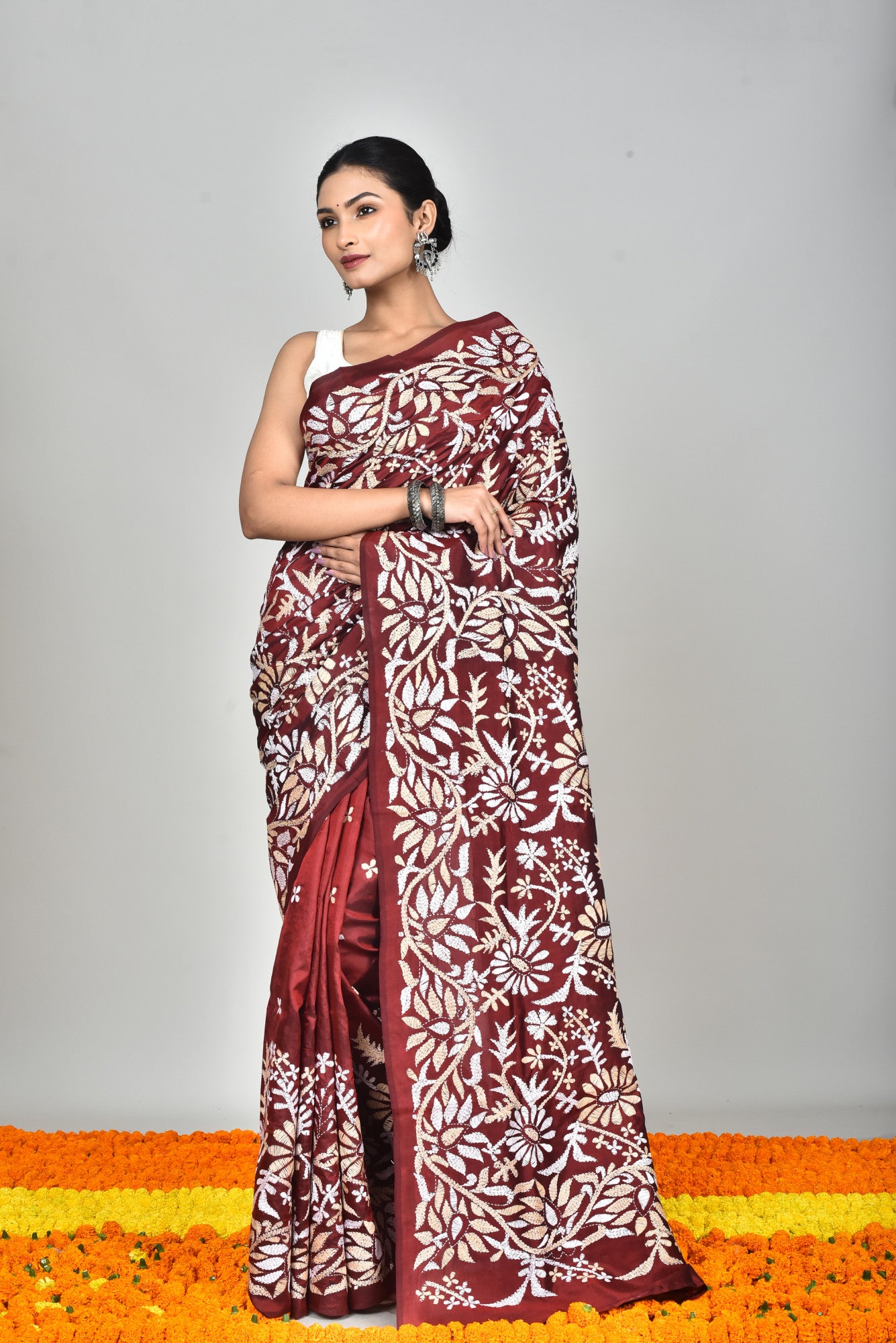 BANGALORE SILK KANTHA SAREE Thumbnail