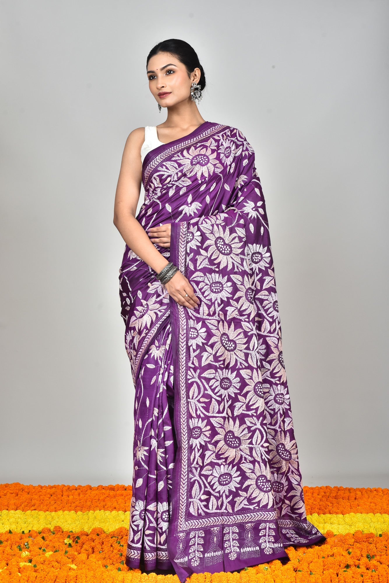 BANGALORE SILK KANTHA SAREE