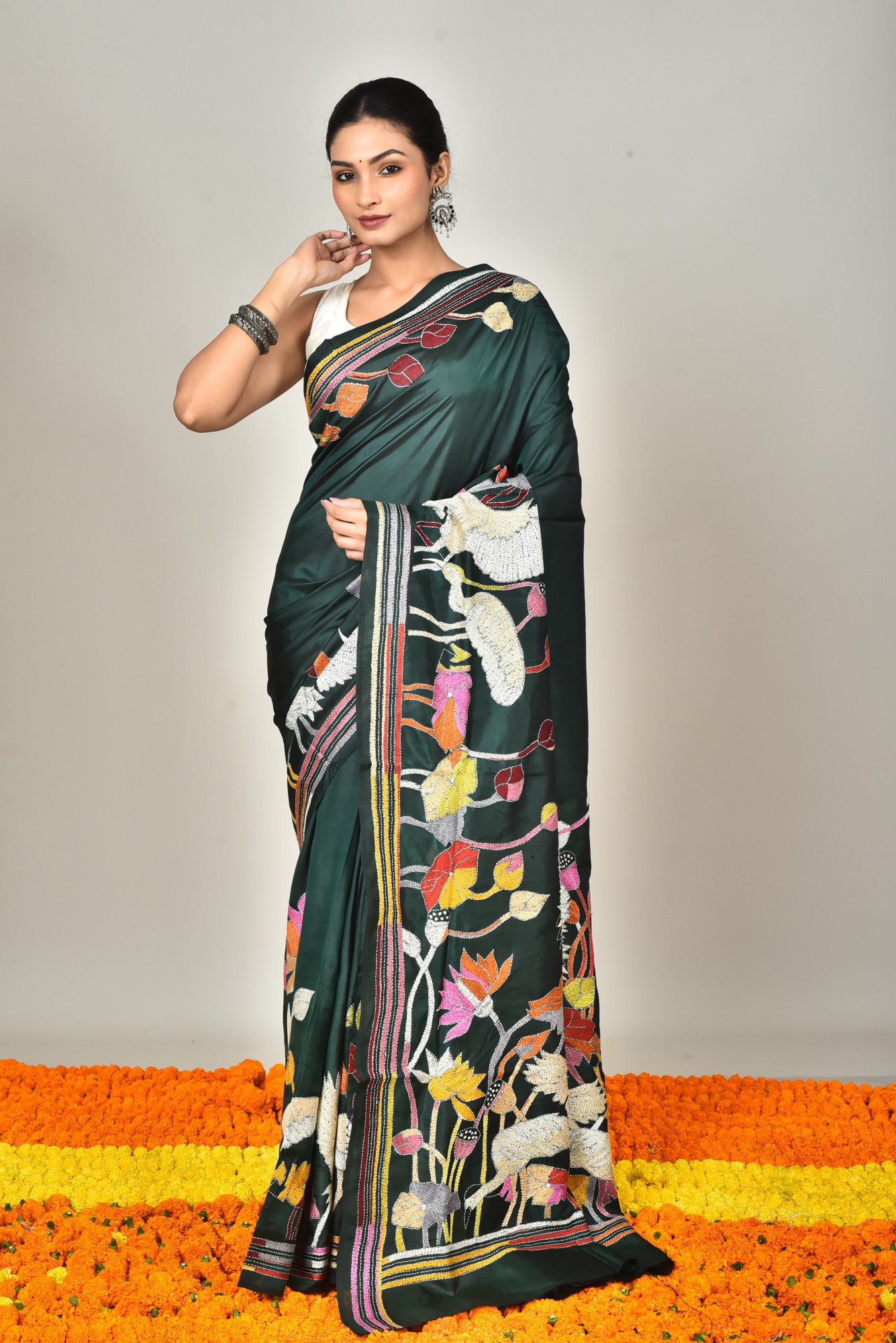 BANGALORE SILK KANTHA SAREE