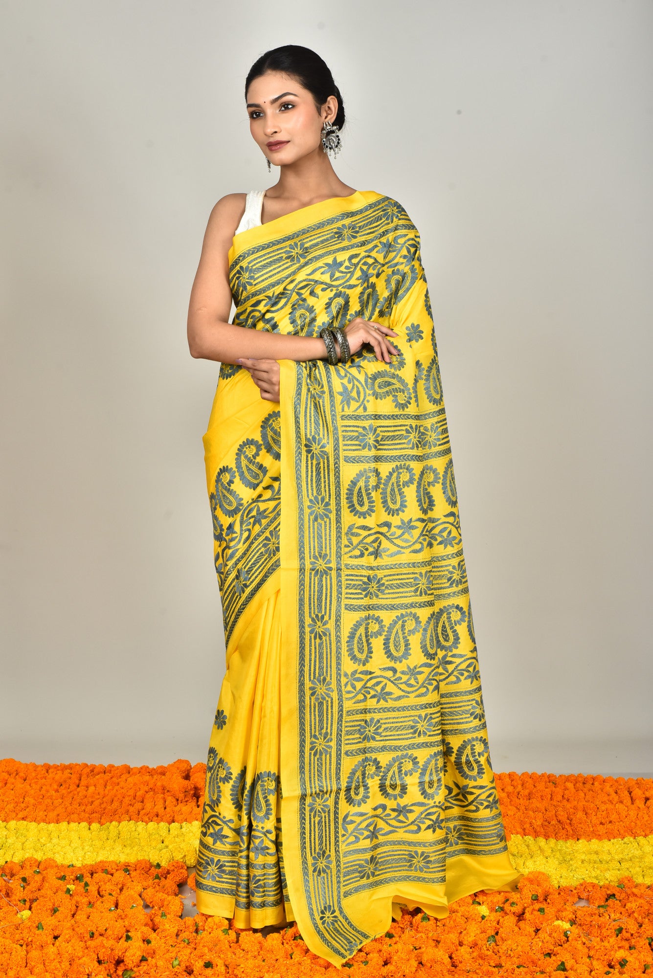 BANGALORE SILK KANTHA SAREE