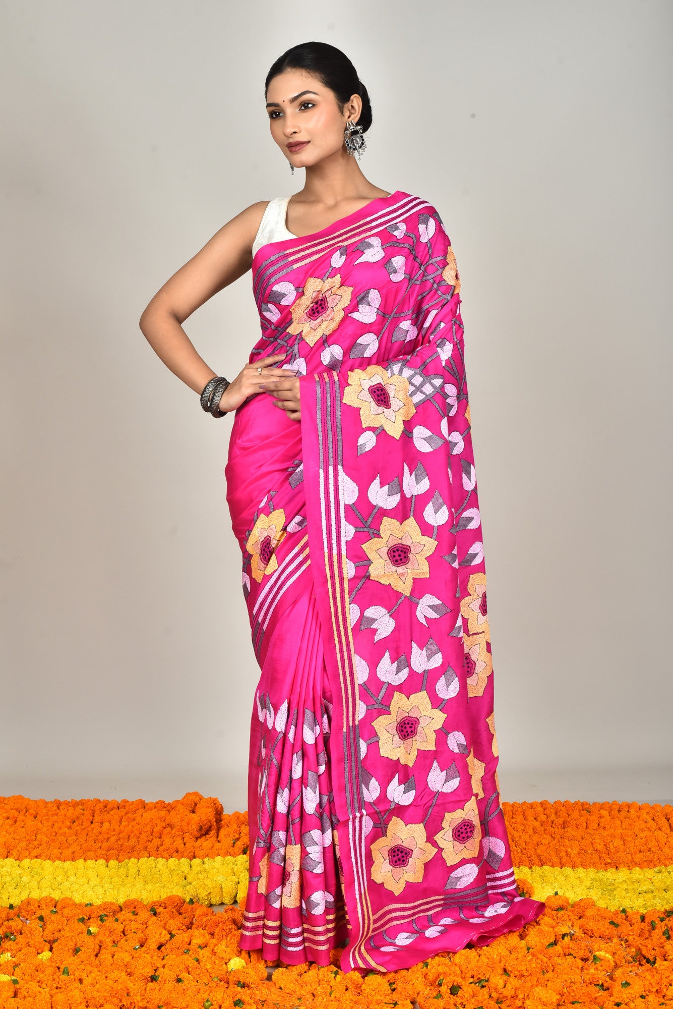 BANGALORE SILK KANTHA SAREE