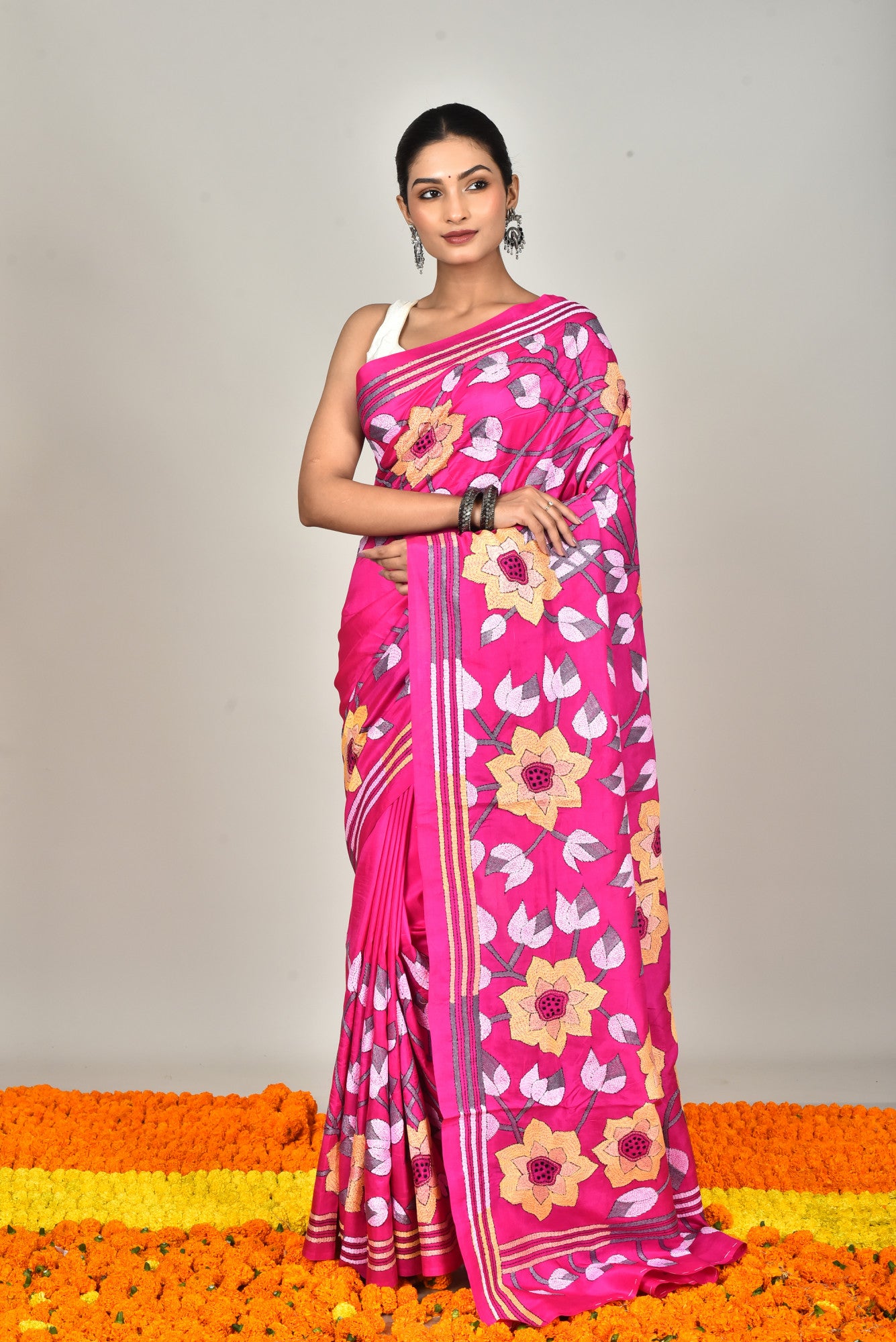 BANGALORE SILK KANTHA SAREE Thumbnail