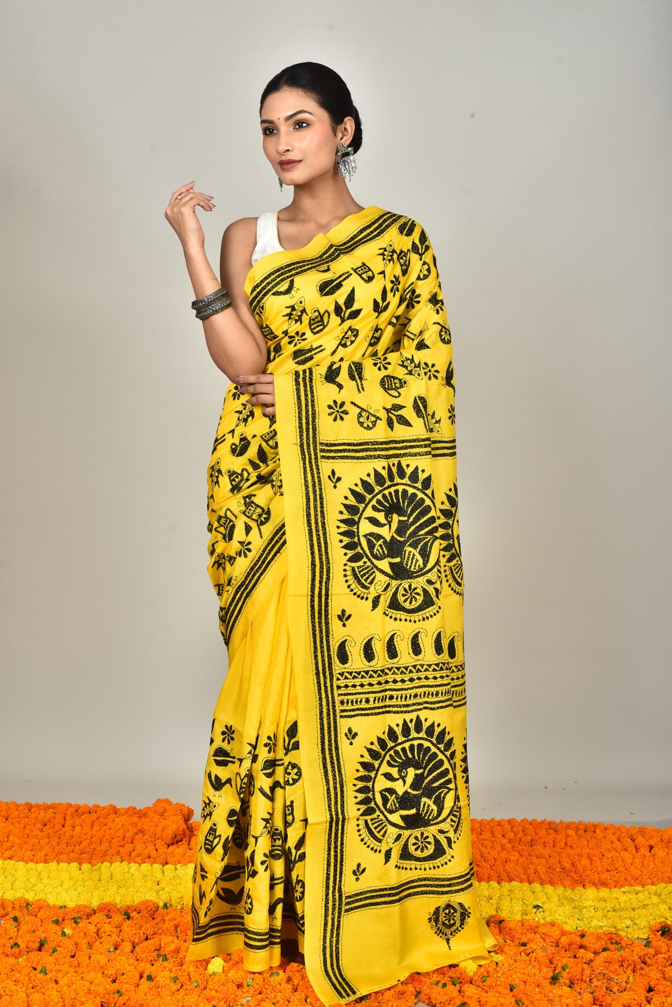 BANGALORE SILK KANTHA SAREE