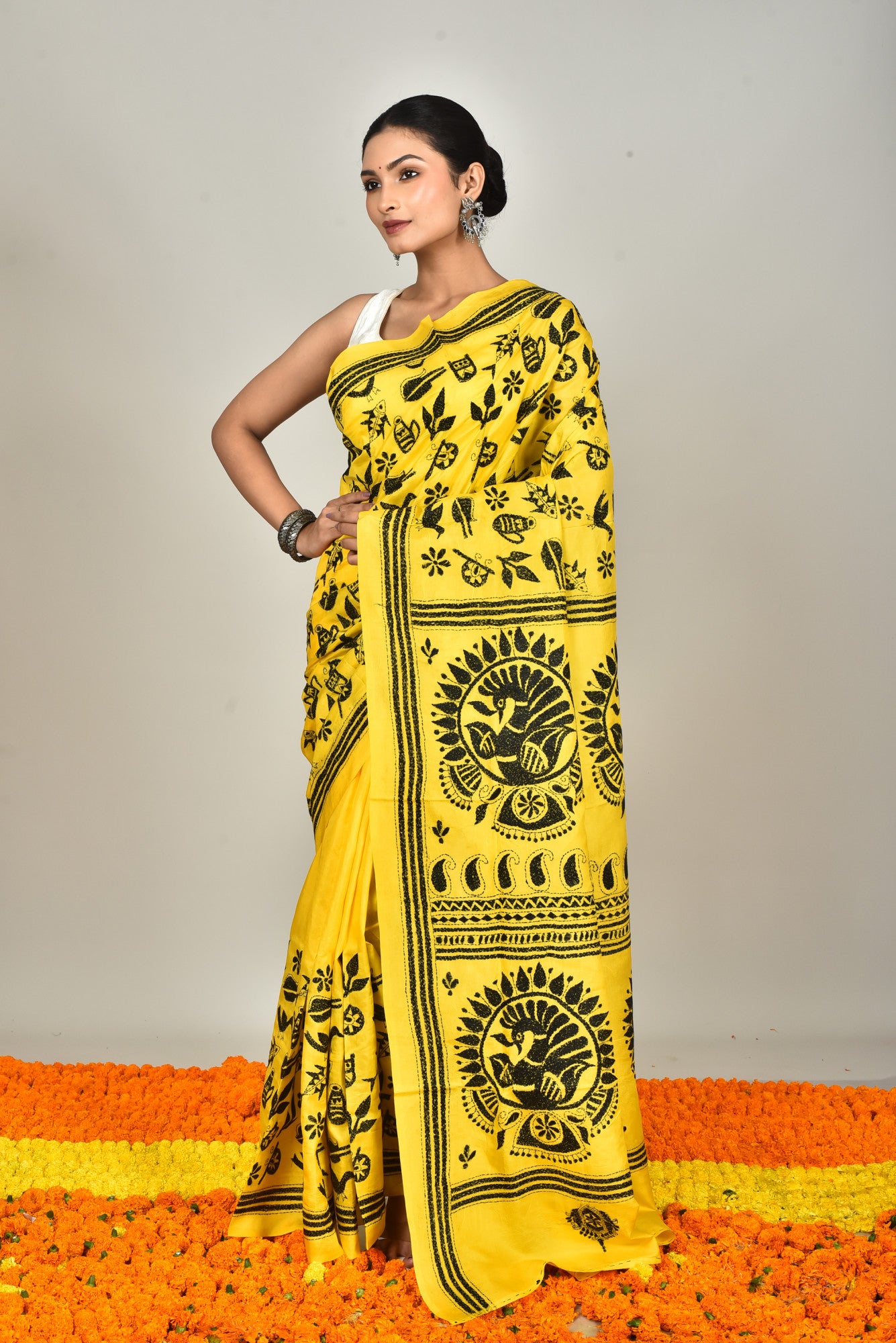 BANGALORE SILK KANTHA SAREE Thumbnail