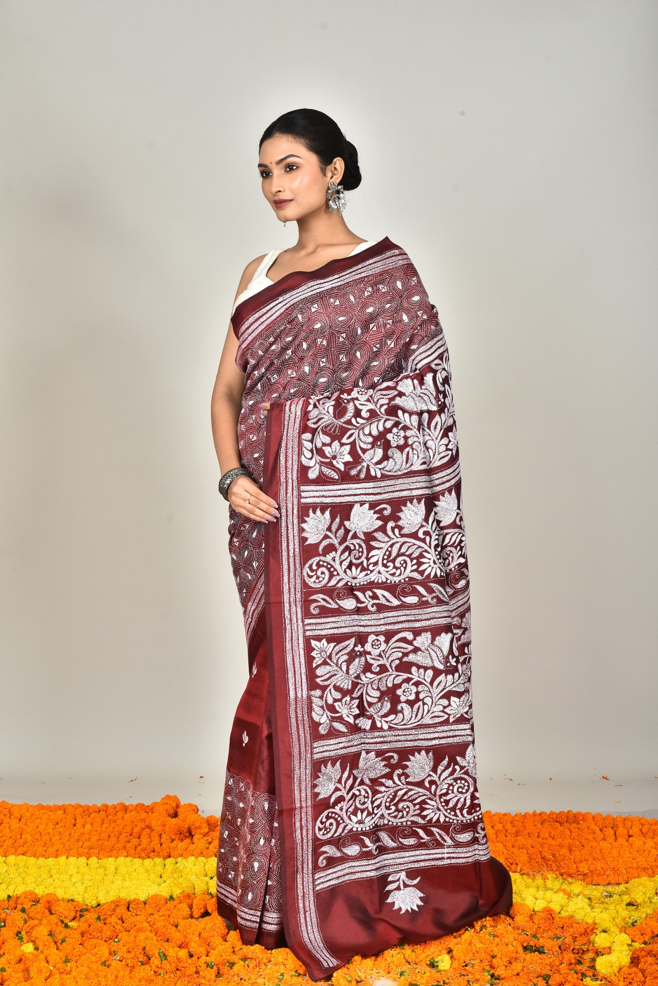 BANGALORE SILK KANTHA SAREE Thumbnail