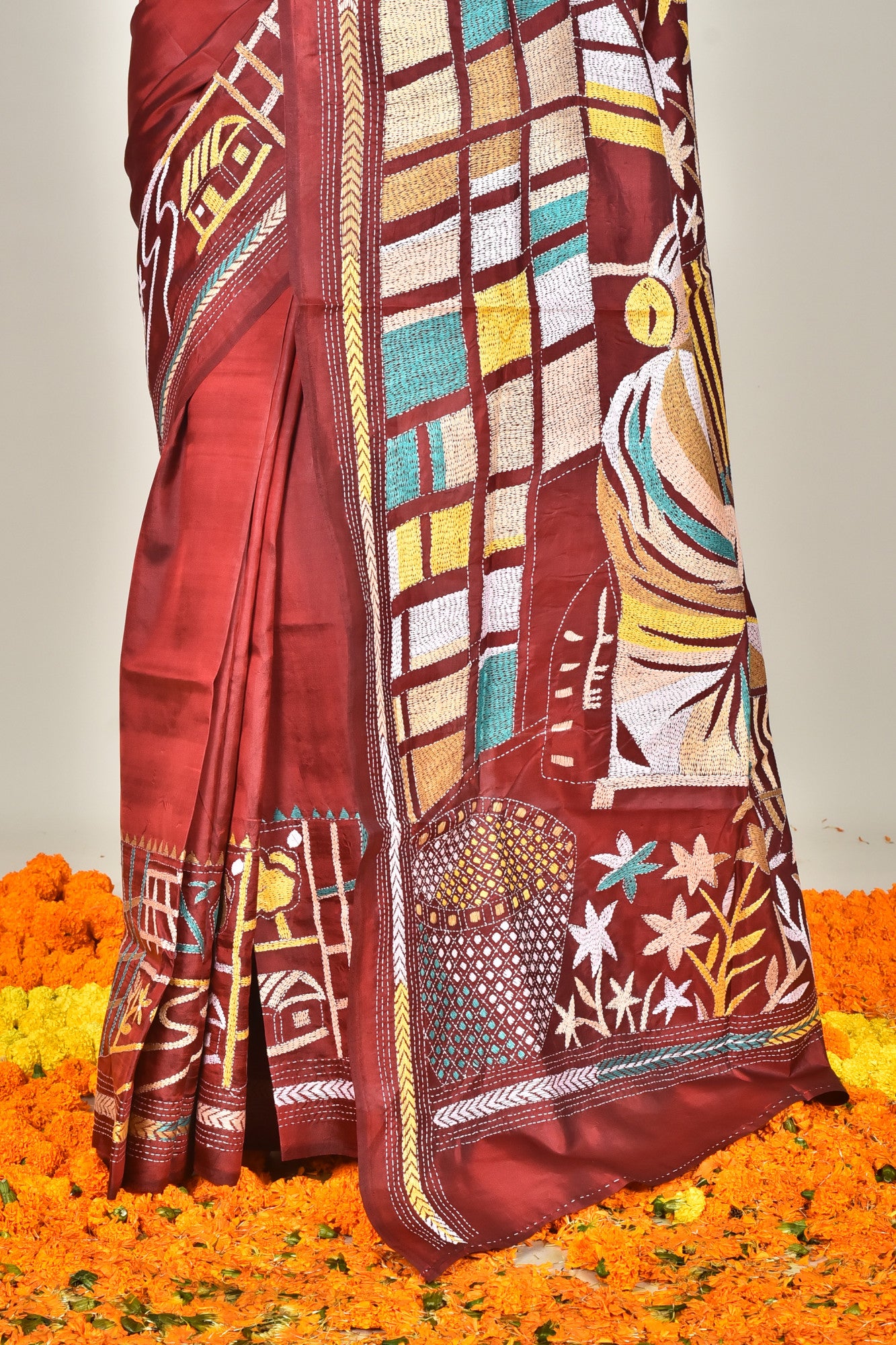 BANGALORE SILK KANTHA SAREE Thumbnail