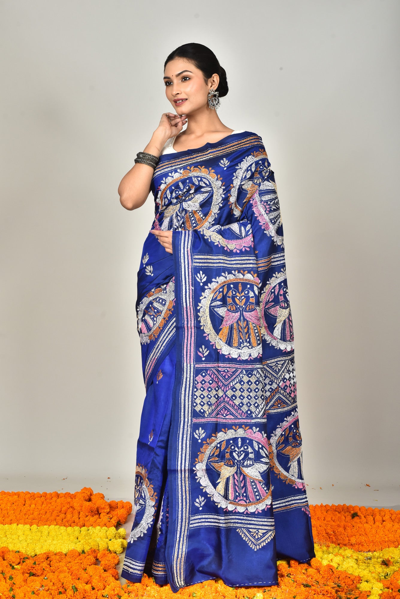 BANGALORE SILK KANTHA SAREE