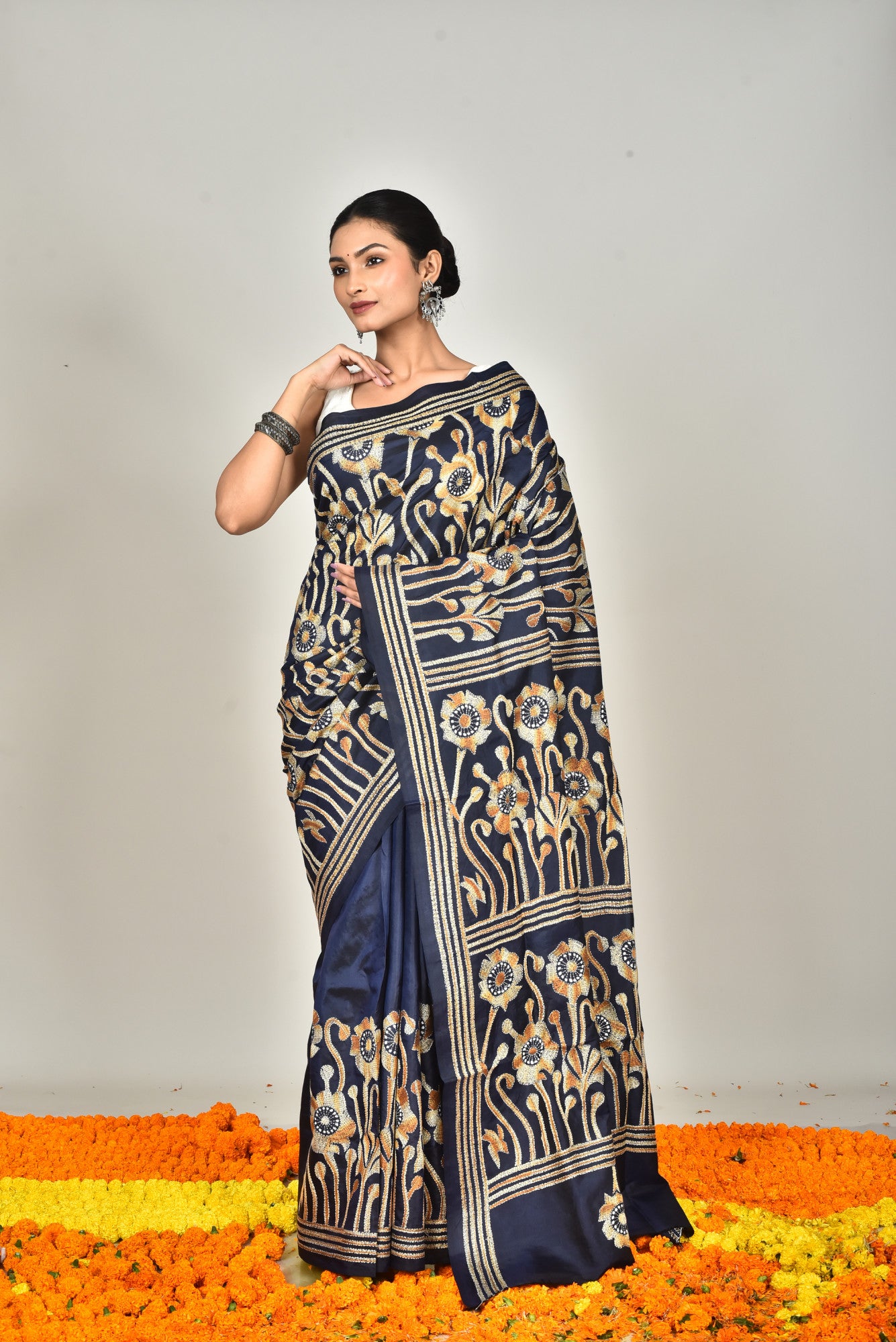 BANGALORE SILK KANTHA SAREE