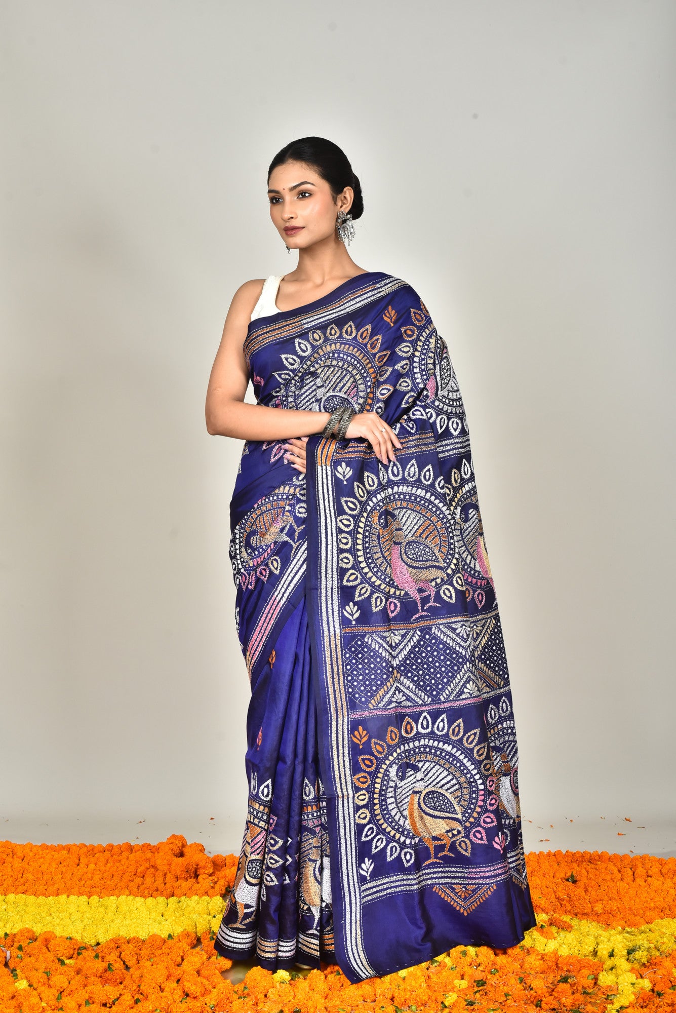 BANGALORE SILK KANTHA SAREE
