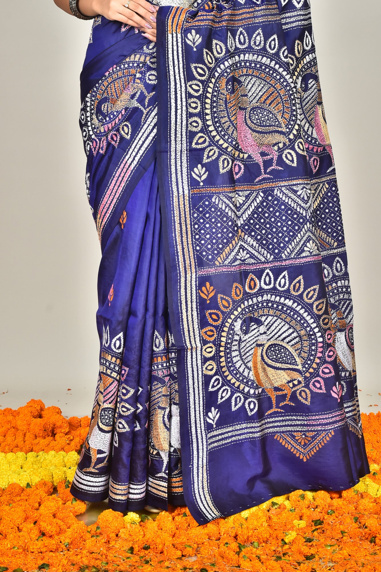 BANGALORE SILK KANTHA SAREE Thumbnail