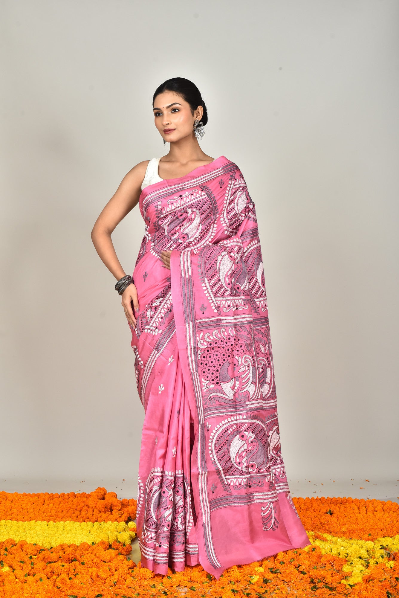 BANGALORE SILK KANTHA SAREE