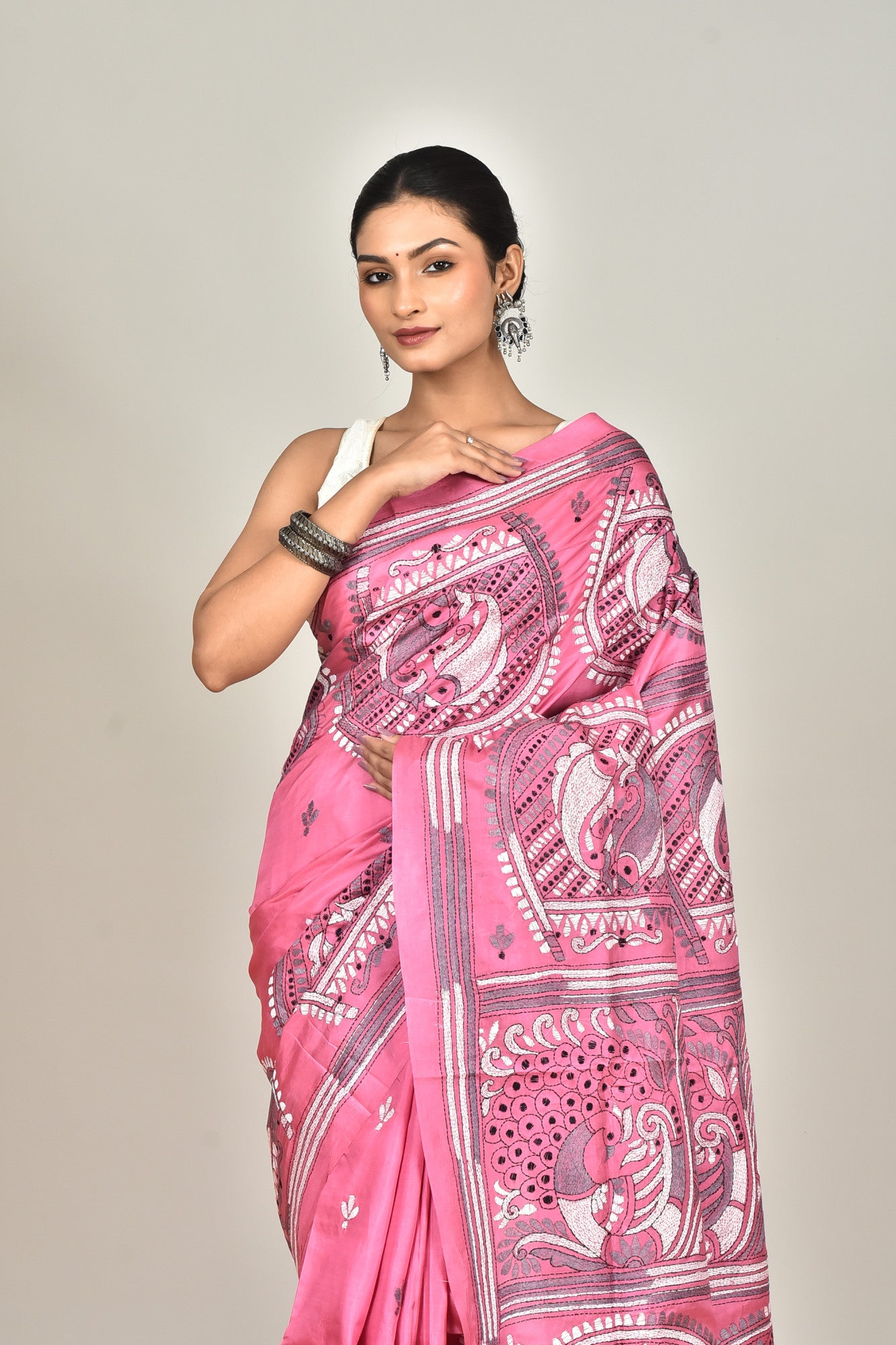 BANGALORE SILK KANTHA SAREE Thumbnail