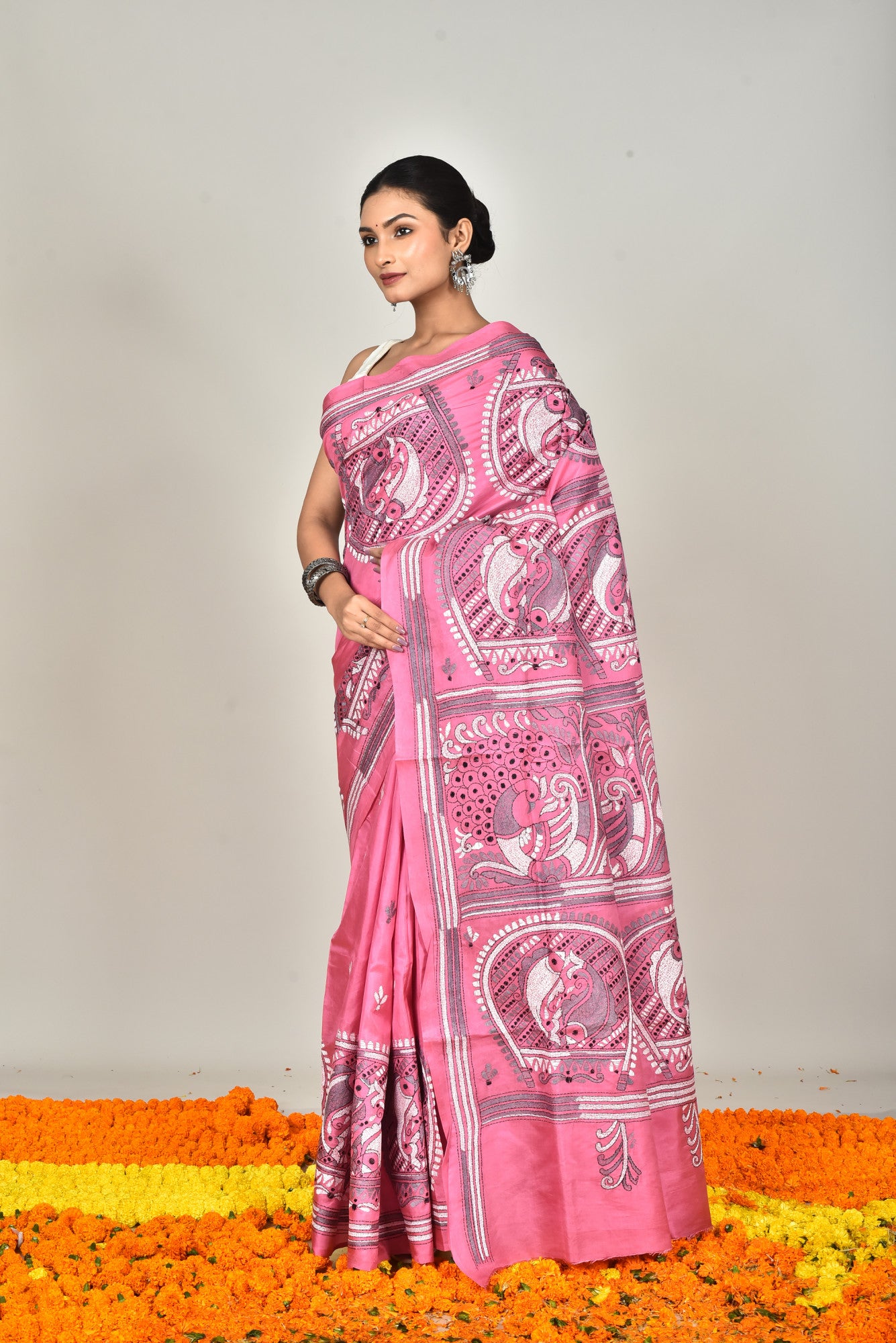 BANGALORE SILK KANTHA SAREE Thumbnail
