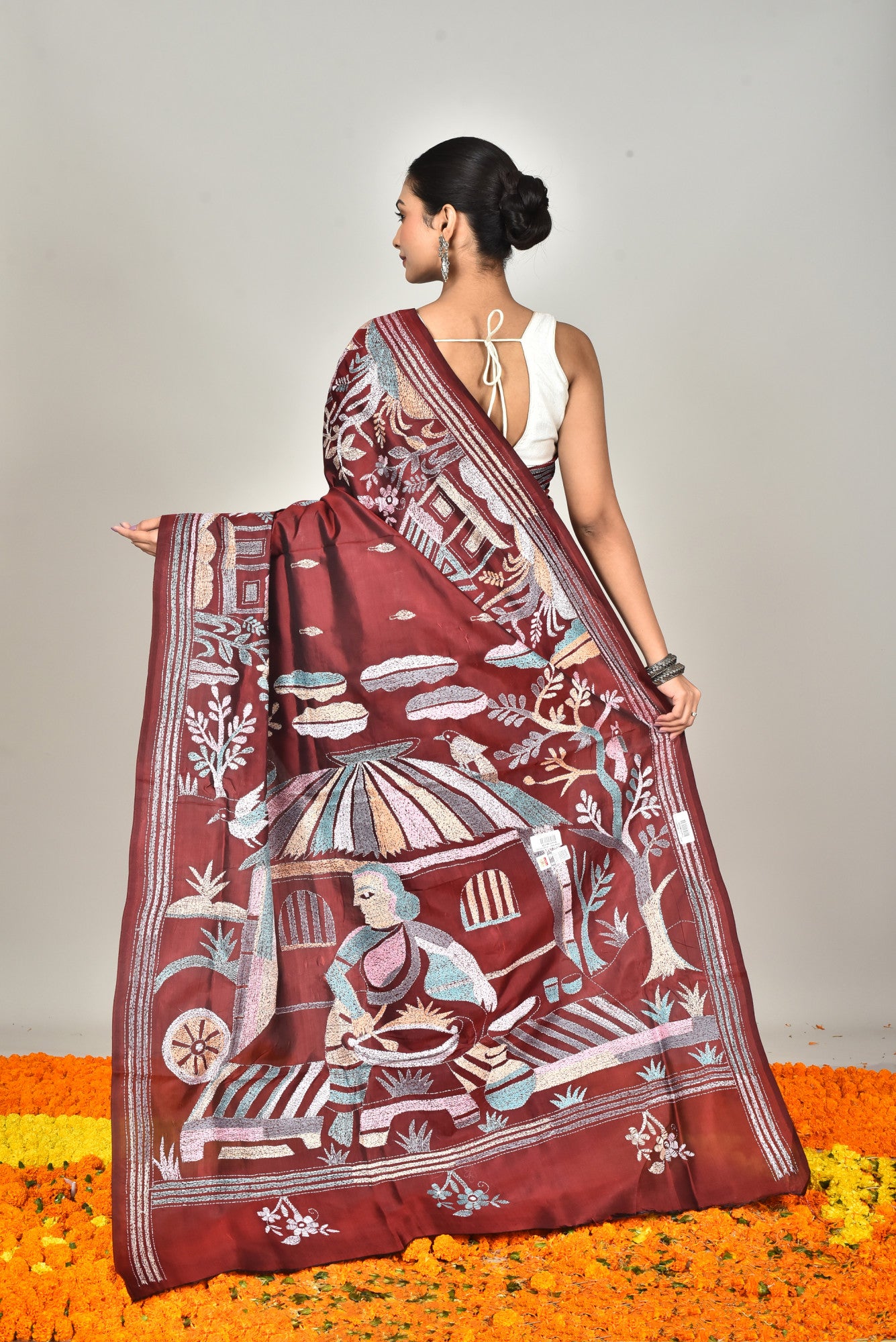 BANGALORE SILK KANTHA SAREE Thumbnail