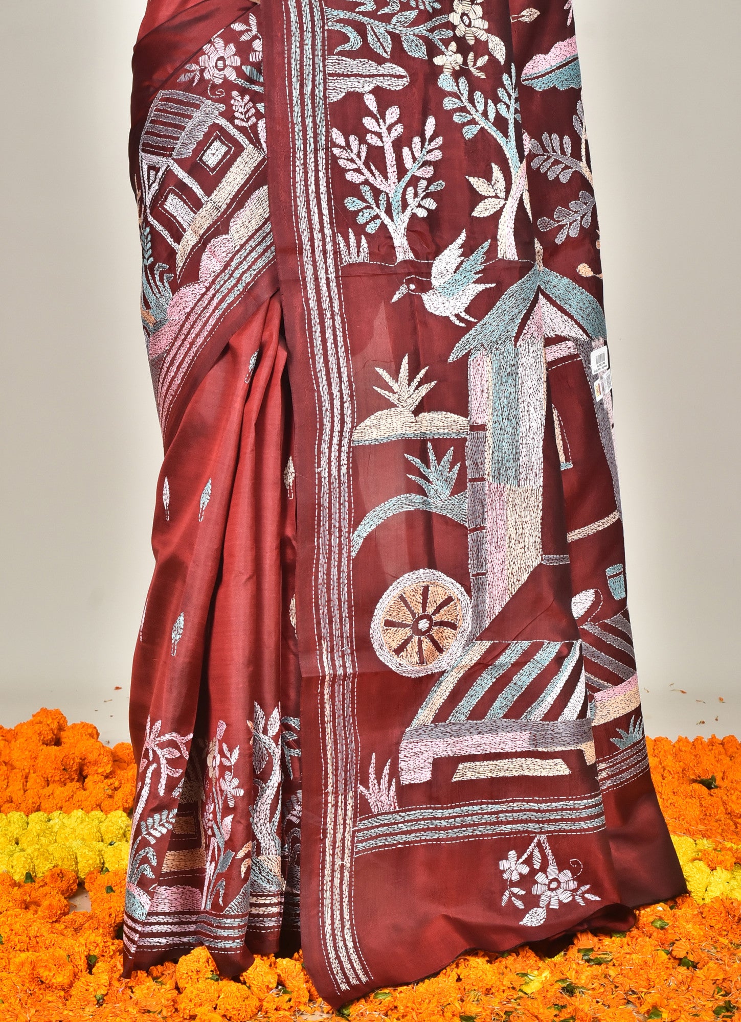 BANGALORE SILK KANTHA SAREE Thumbnail