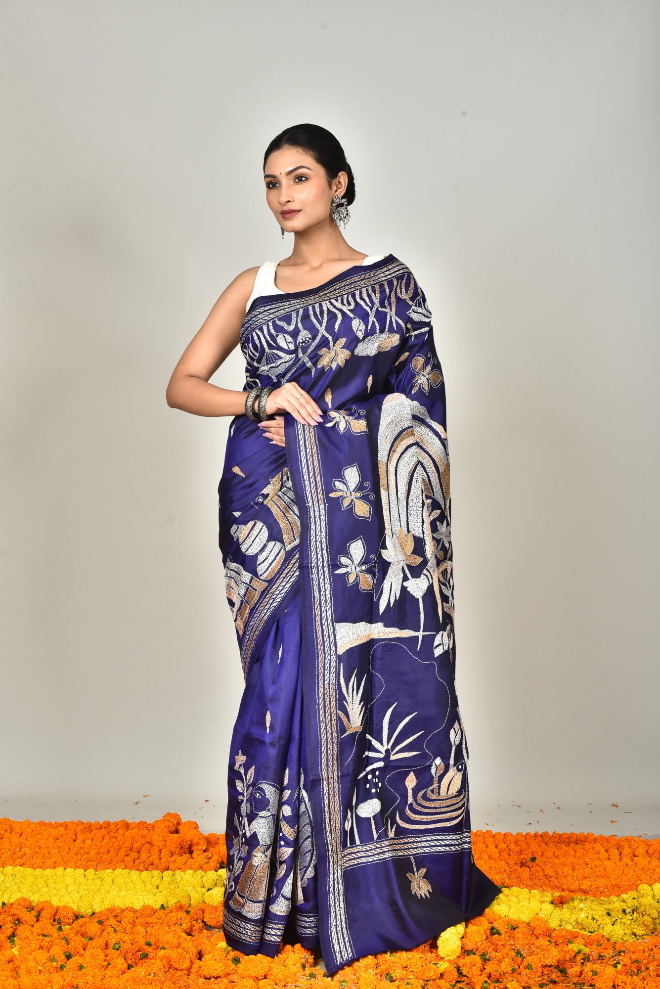 BANGALORE SILK KANTHA SAREE