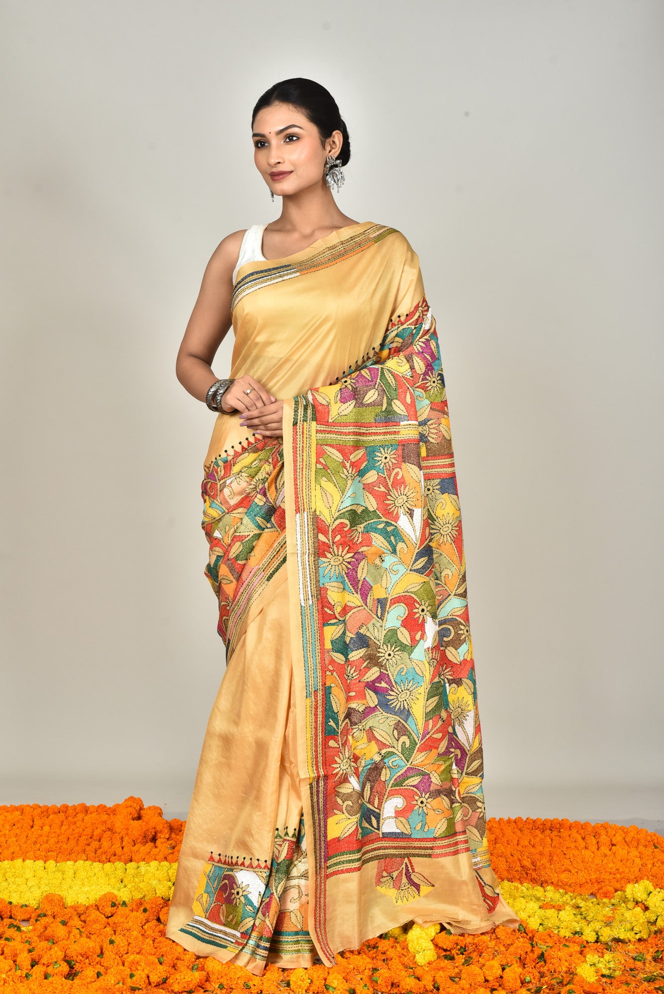 BANGALORE SILK KANTHA SAREE