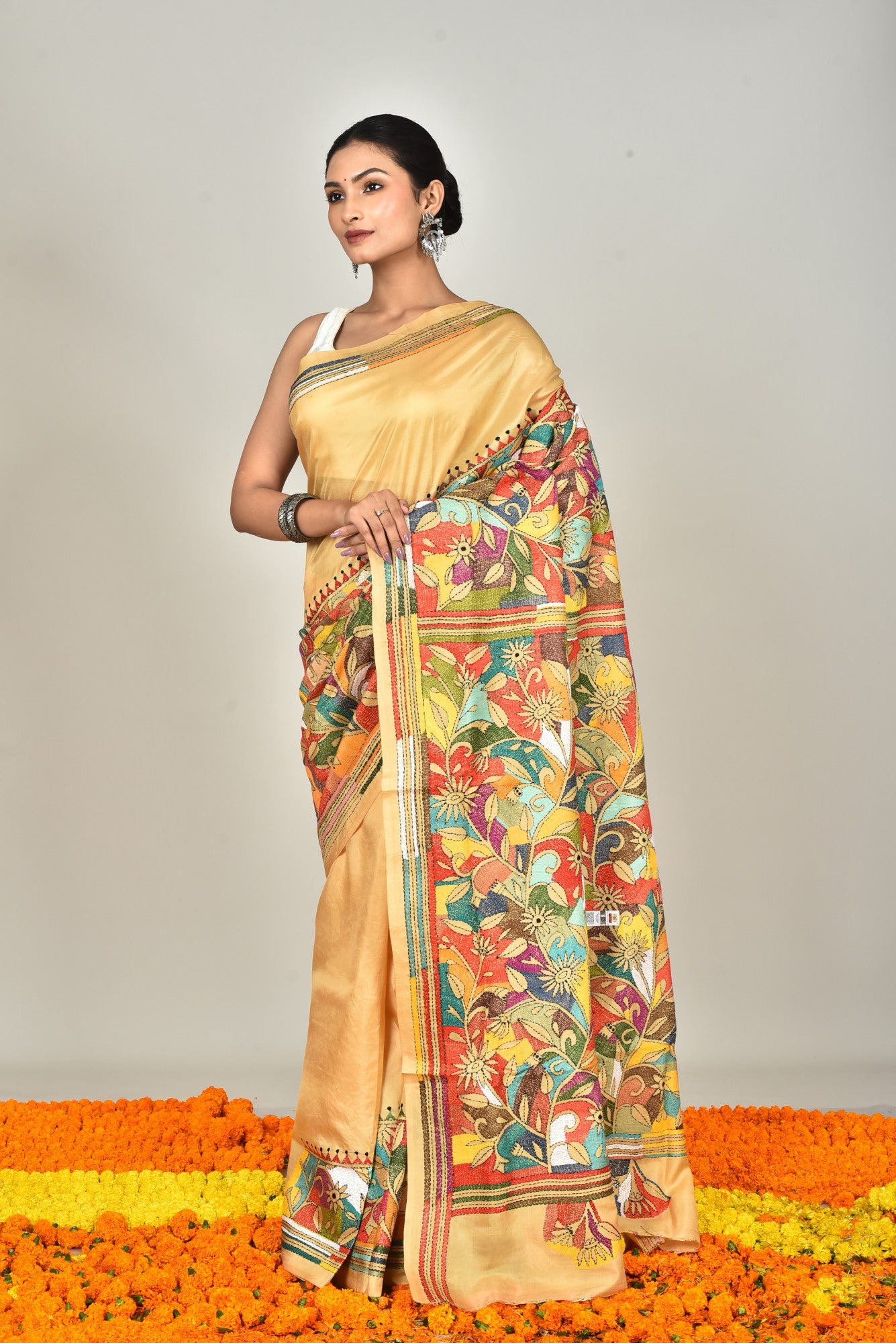 BANGALORE SILK KANTHA SAREE Thumbnail