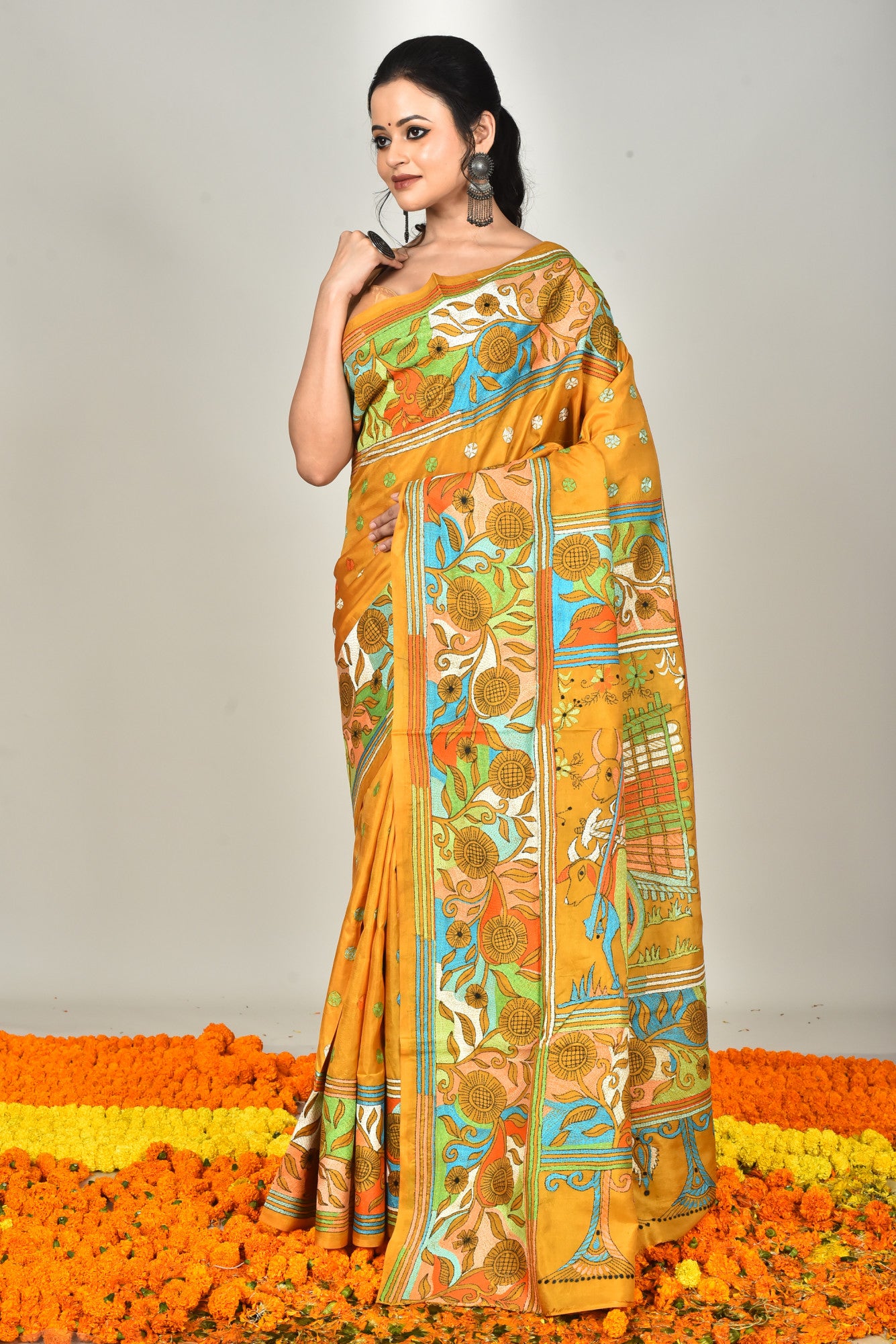 BANGALORE SILK KANTHA SAREE Thumbnail