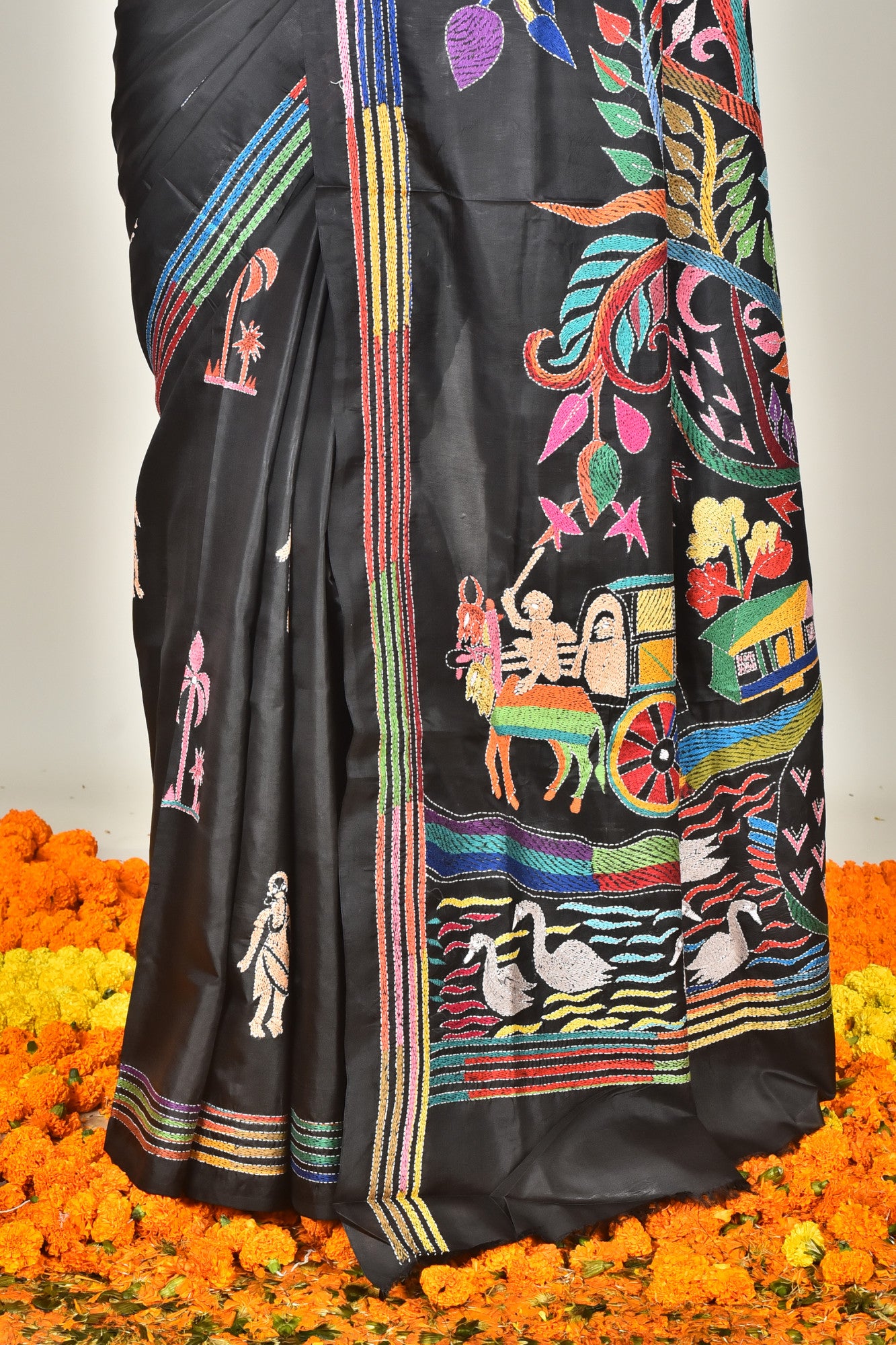 BANGALORE SILK KANTHA SAREE Thumbnail