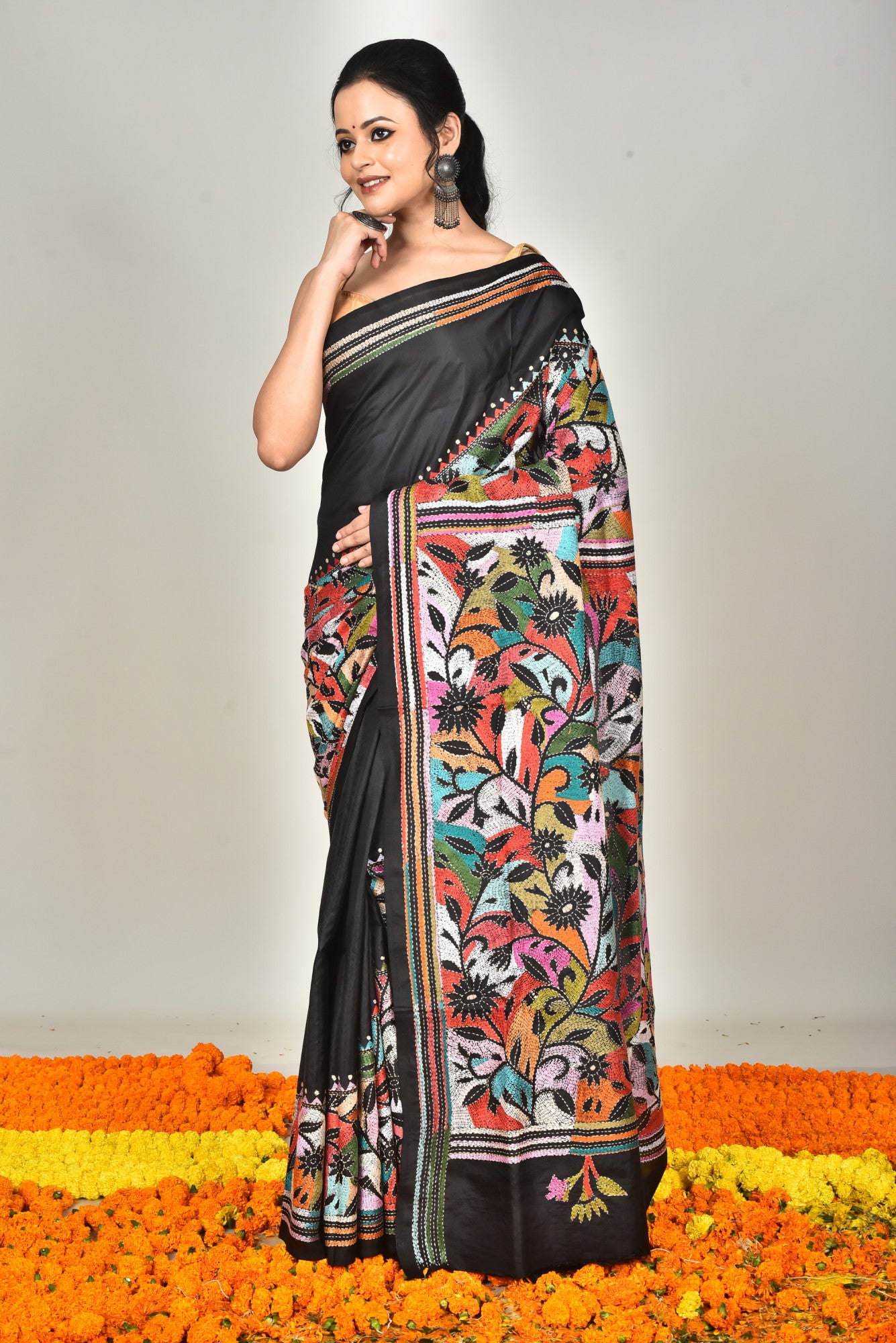 BANGALORE SILK  KANTHA SAREE Thumbnail