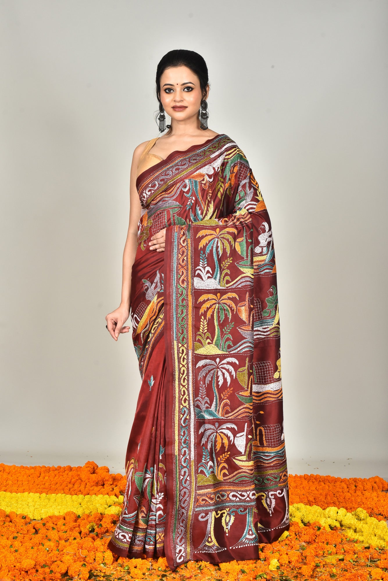 BANGALORE SILK KANTHA SAREE
